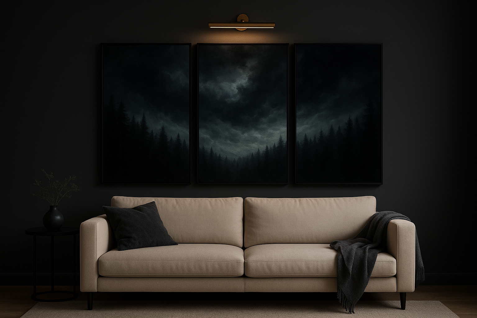 10. Create drama with dark and moody triptych art