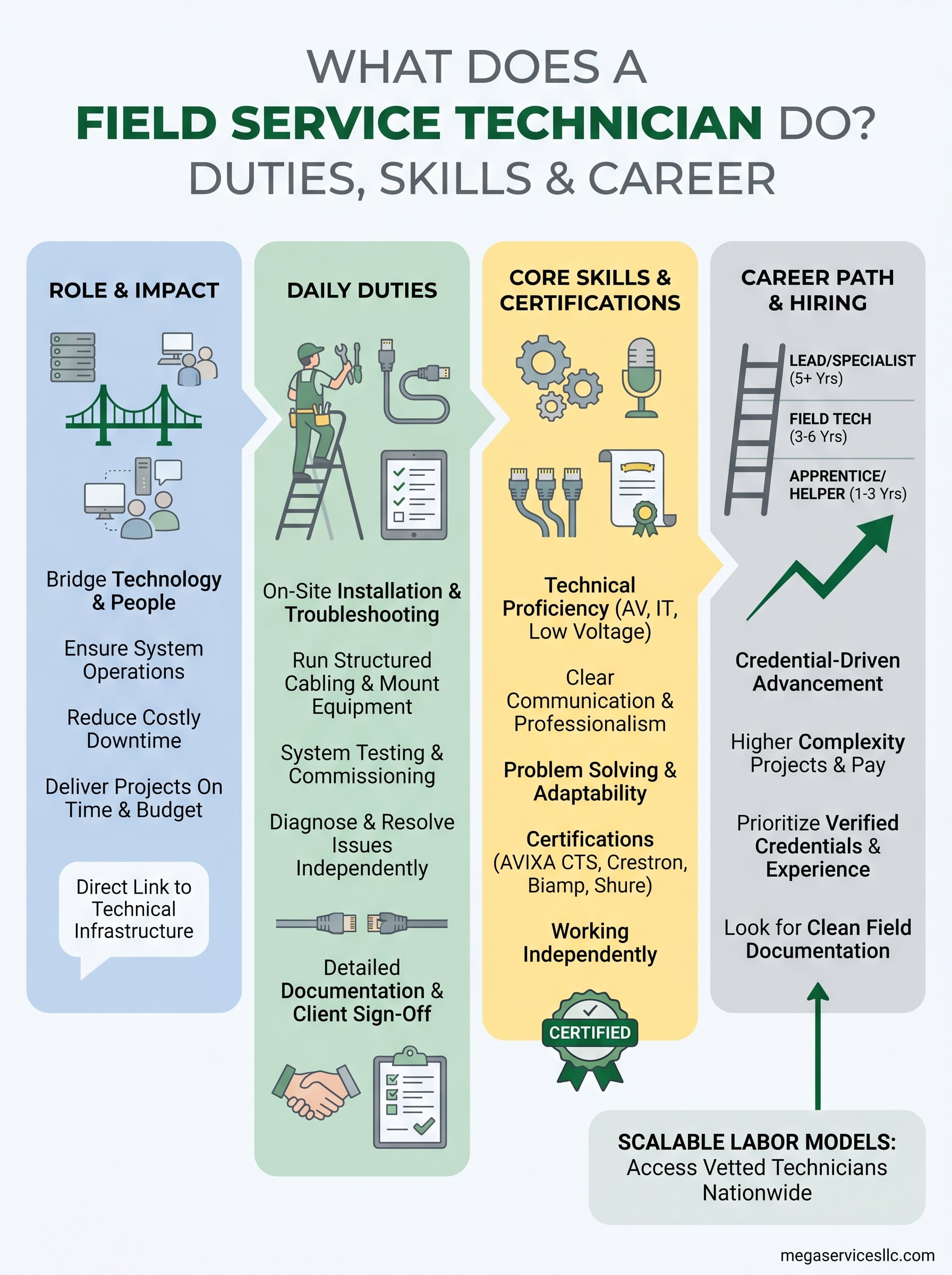 what does a field service technician do infographic