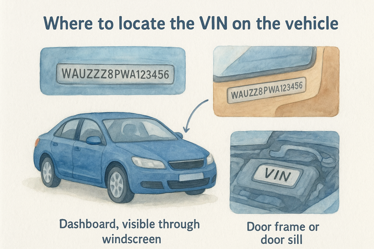 Where to locate the VIN on the vehicle