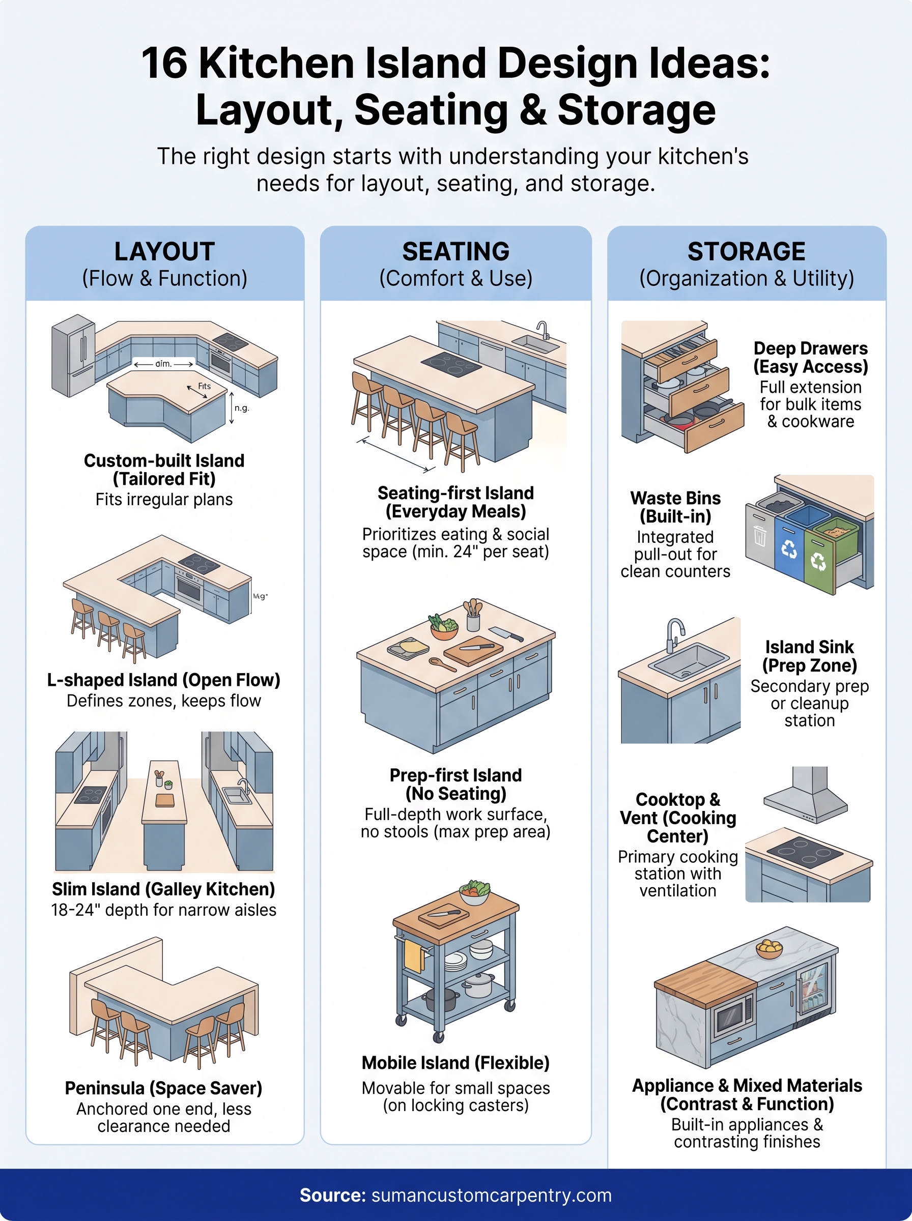 kitchen island design ideas infographic