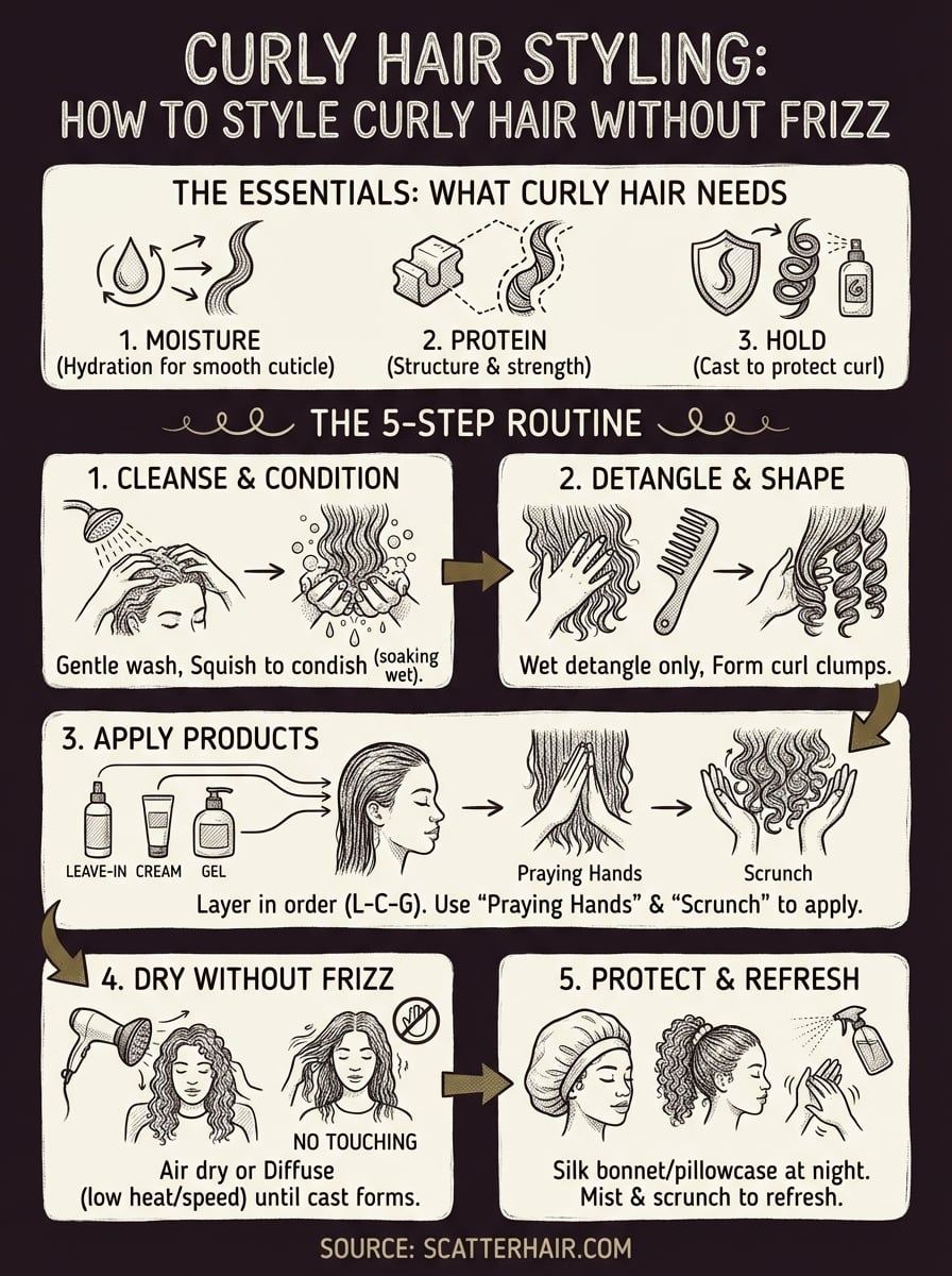 how to style curly hair infographic