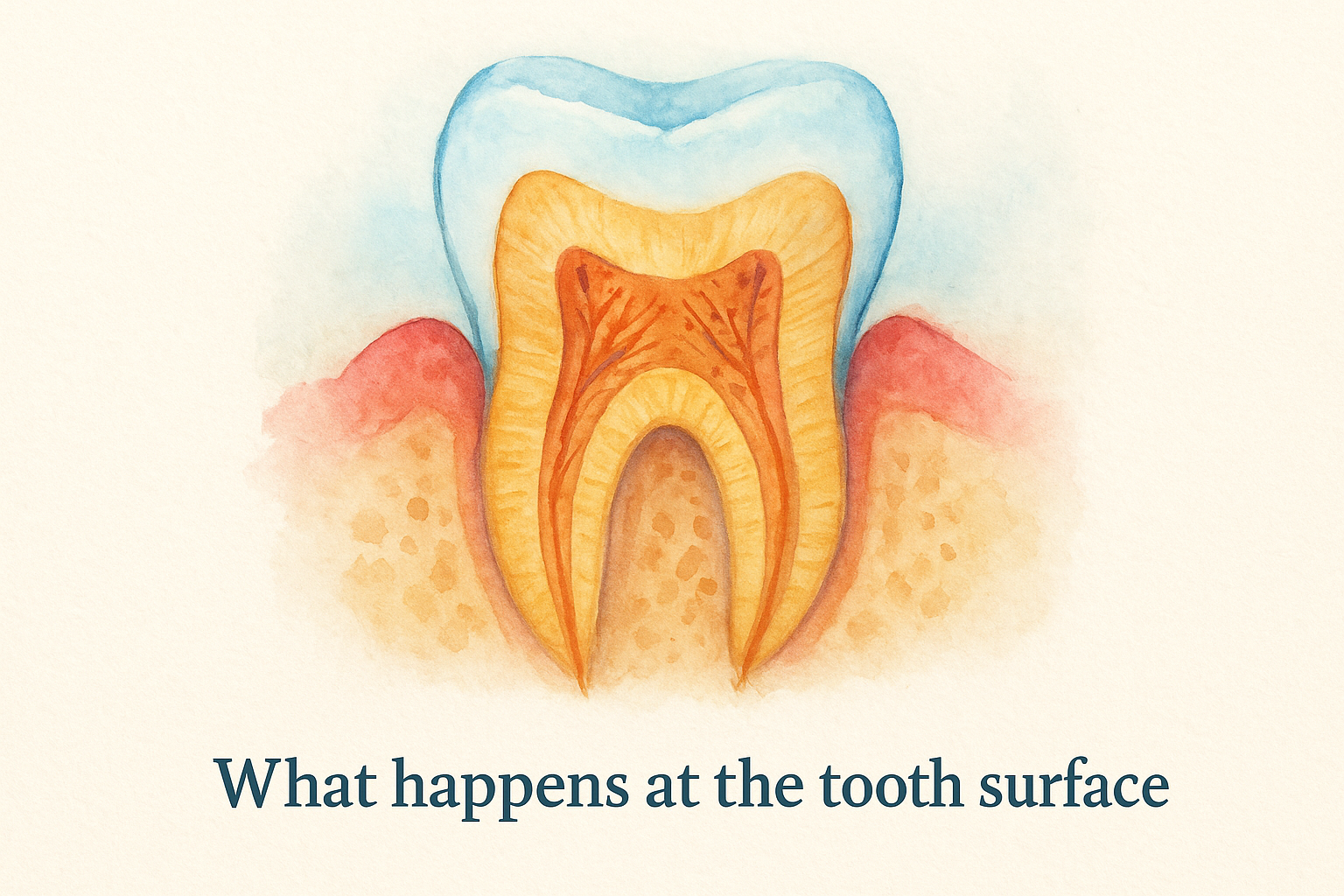 What happens at the tooth surface