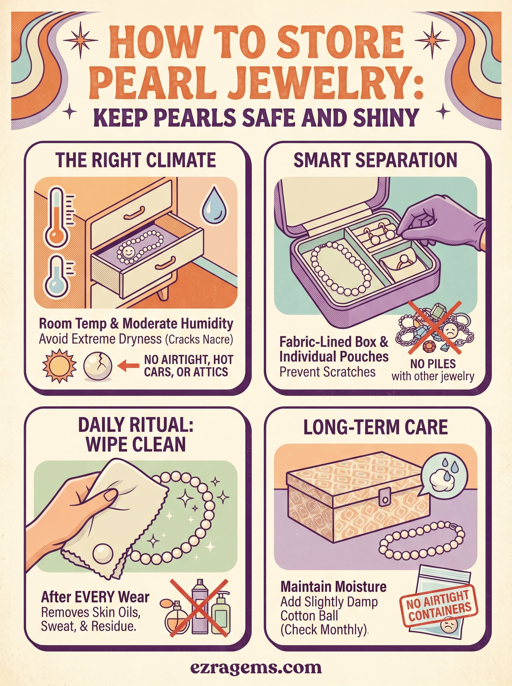 how to store pearl jewelry infographic
