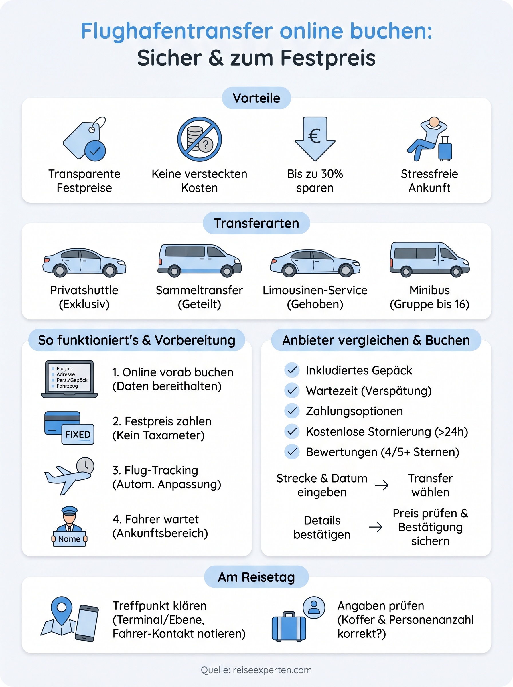 flughafentransfer online buchen infographic