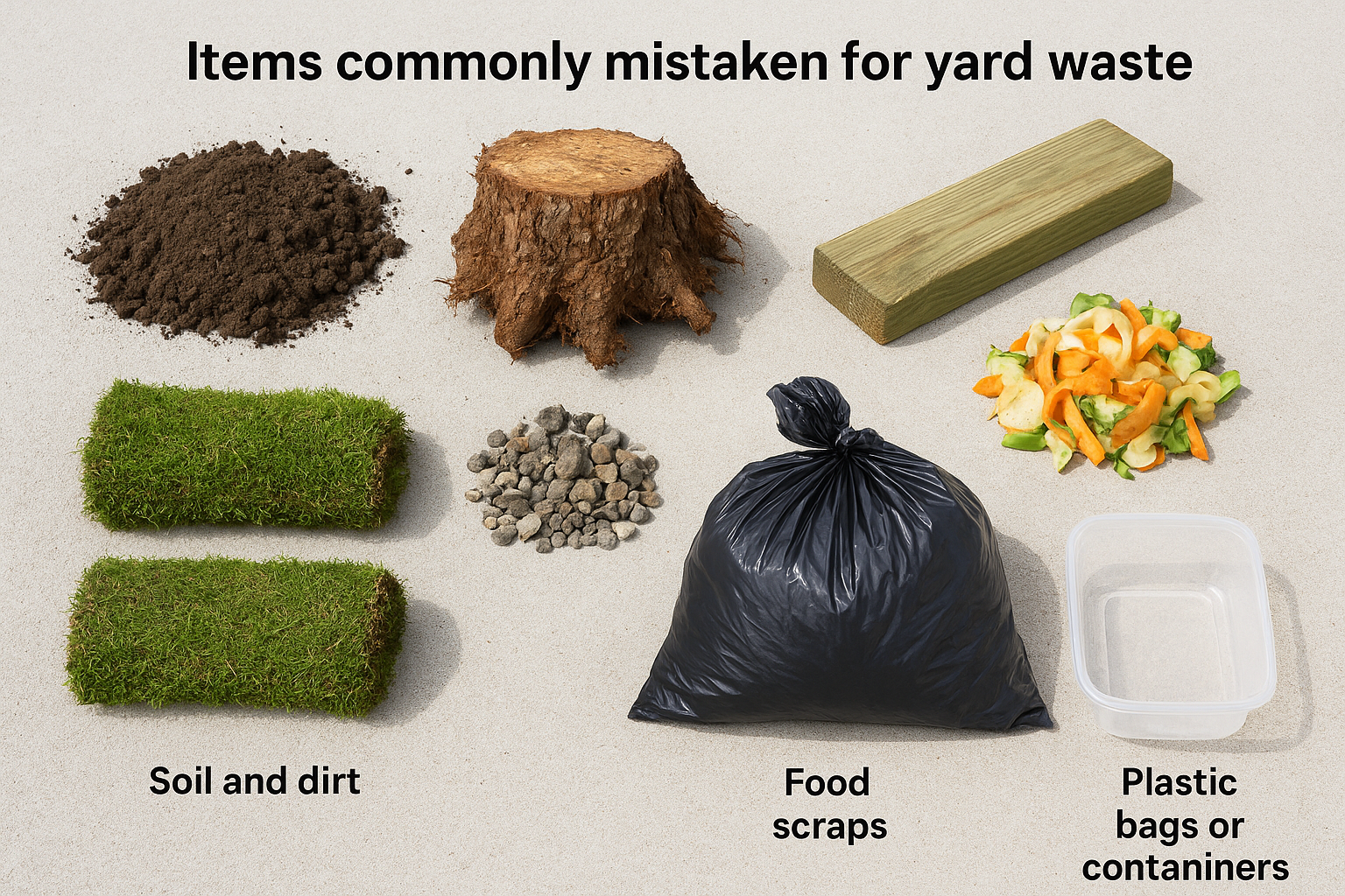 Items commonly mistaken for yard waste