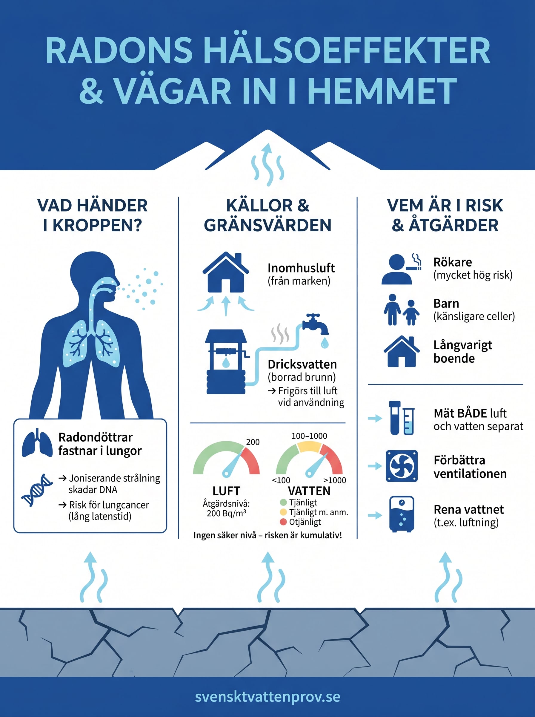 radon hälsoeffekter infographic