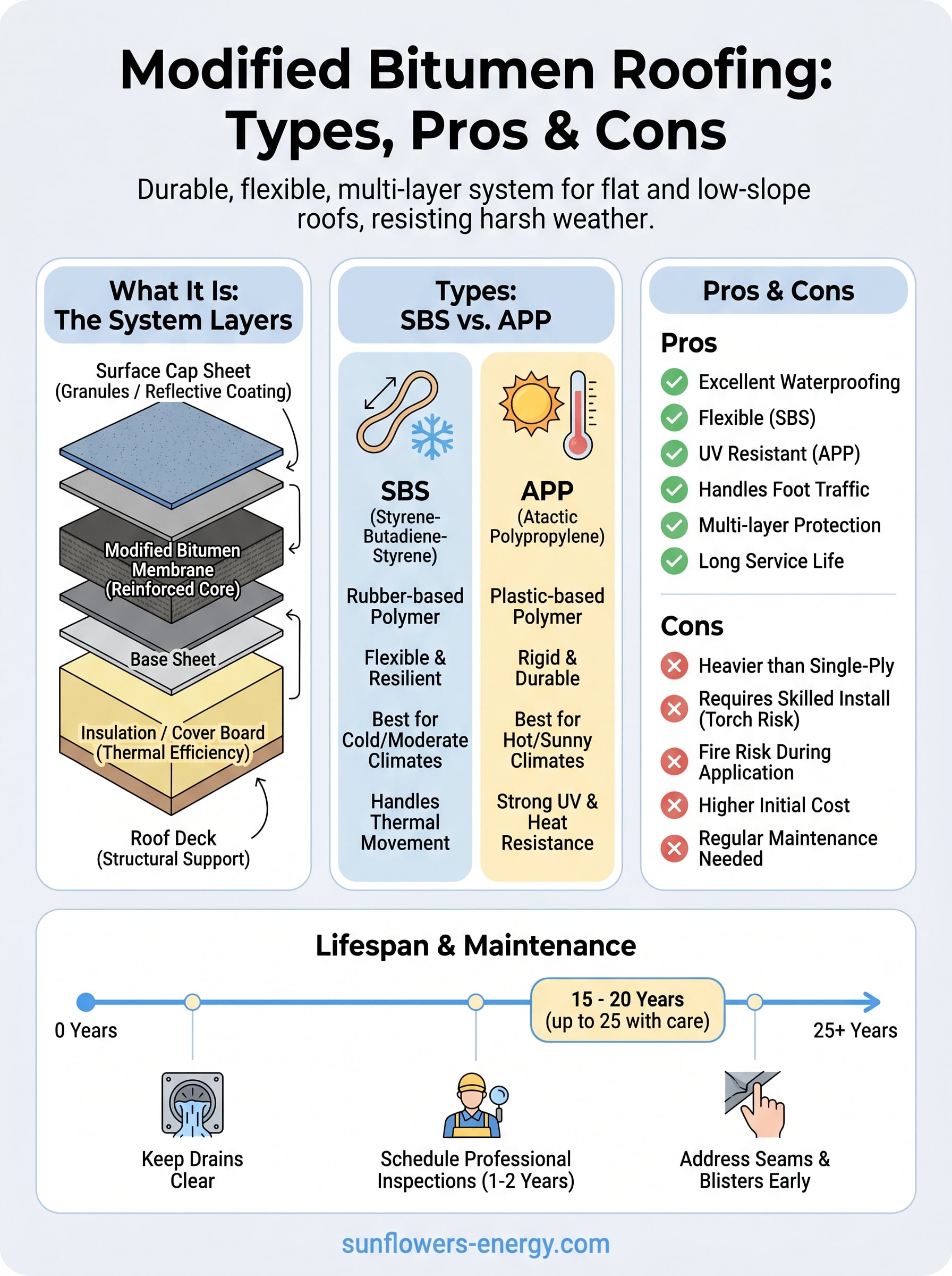 what is modified bitumen roofing infographic