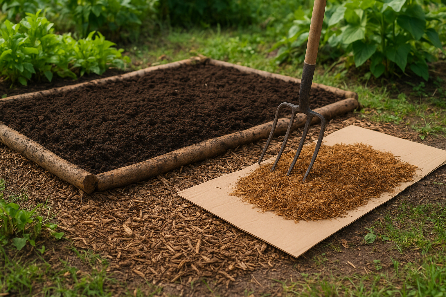 No-dig bed setup that still drains in heavy rain