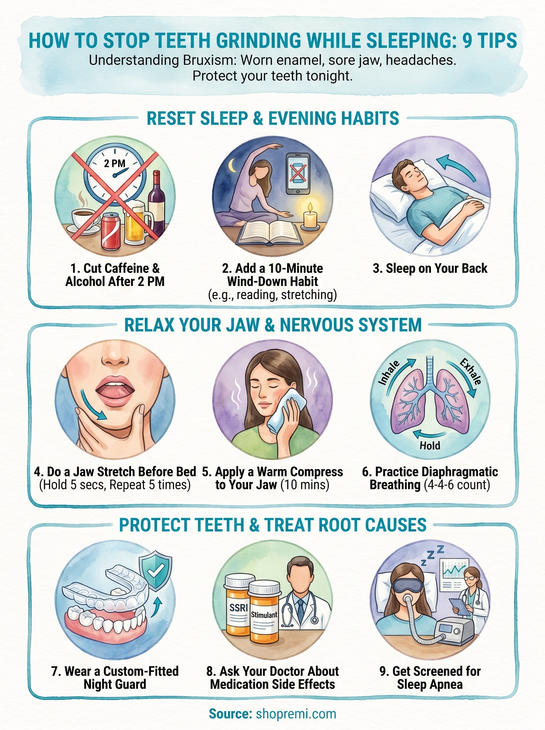 how to stop teeth grinding while sleeping infographic