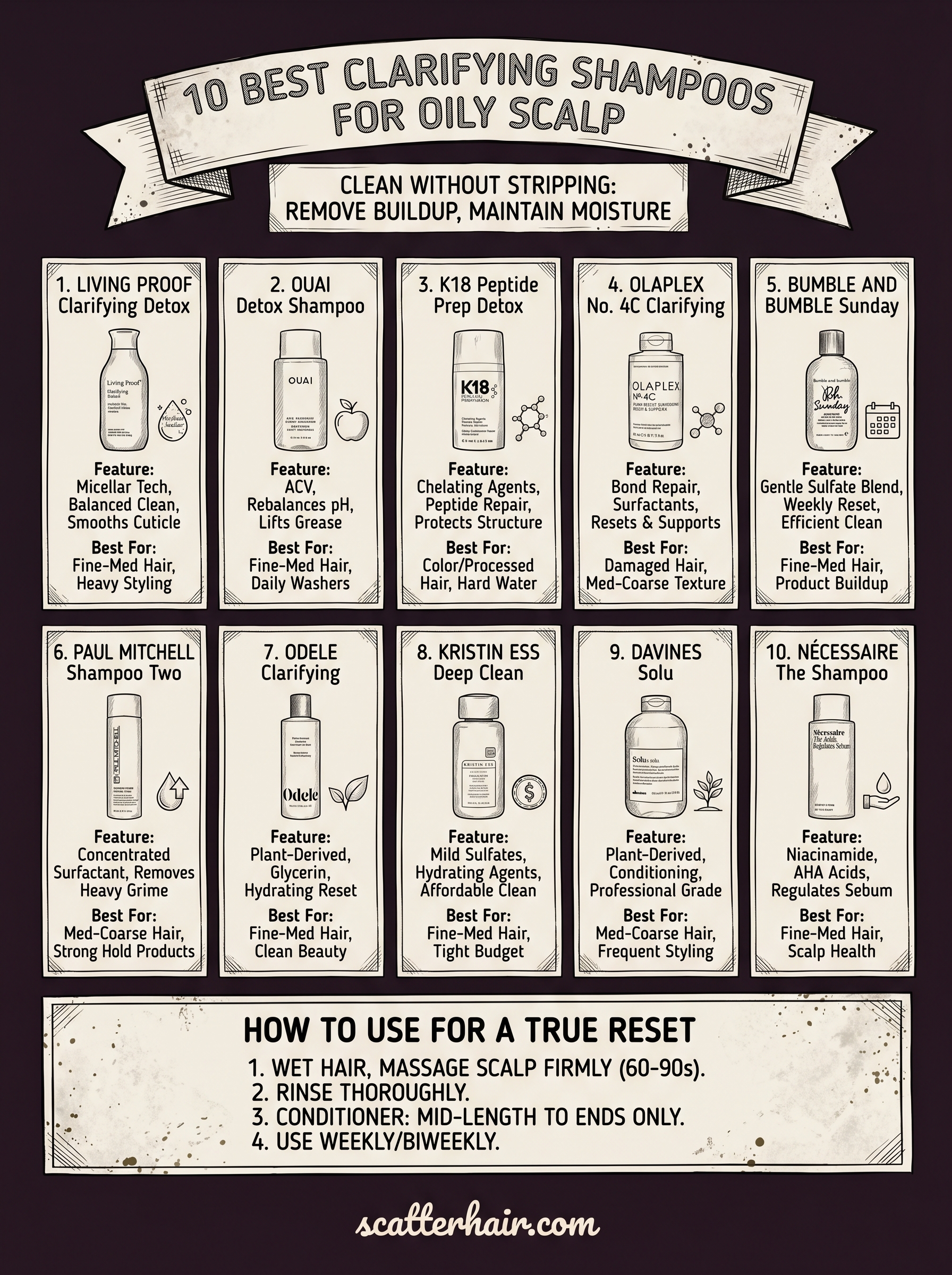 clarifying shampoo for oily scalp infographic
