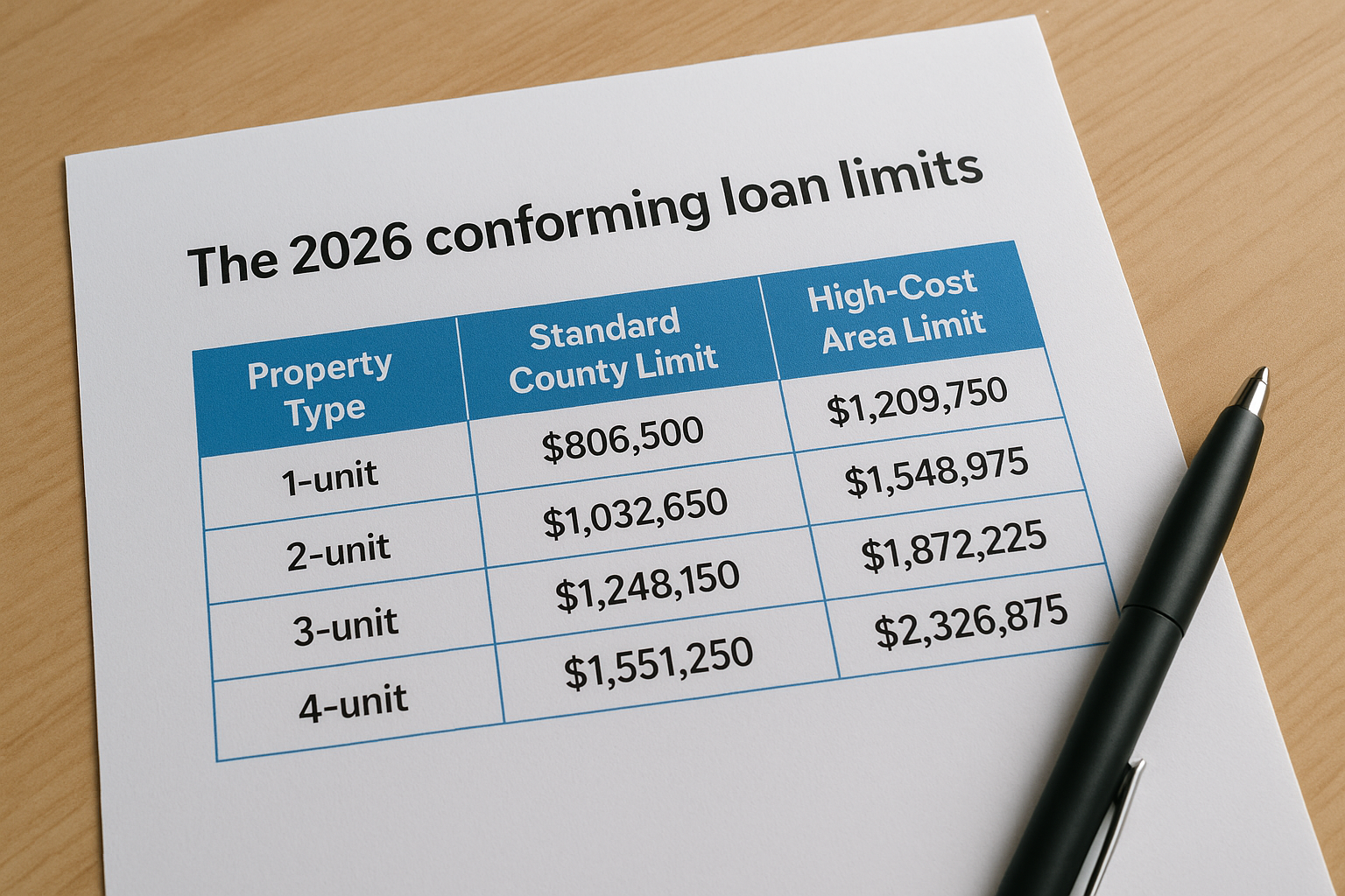 The 2026 conforming loan limits