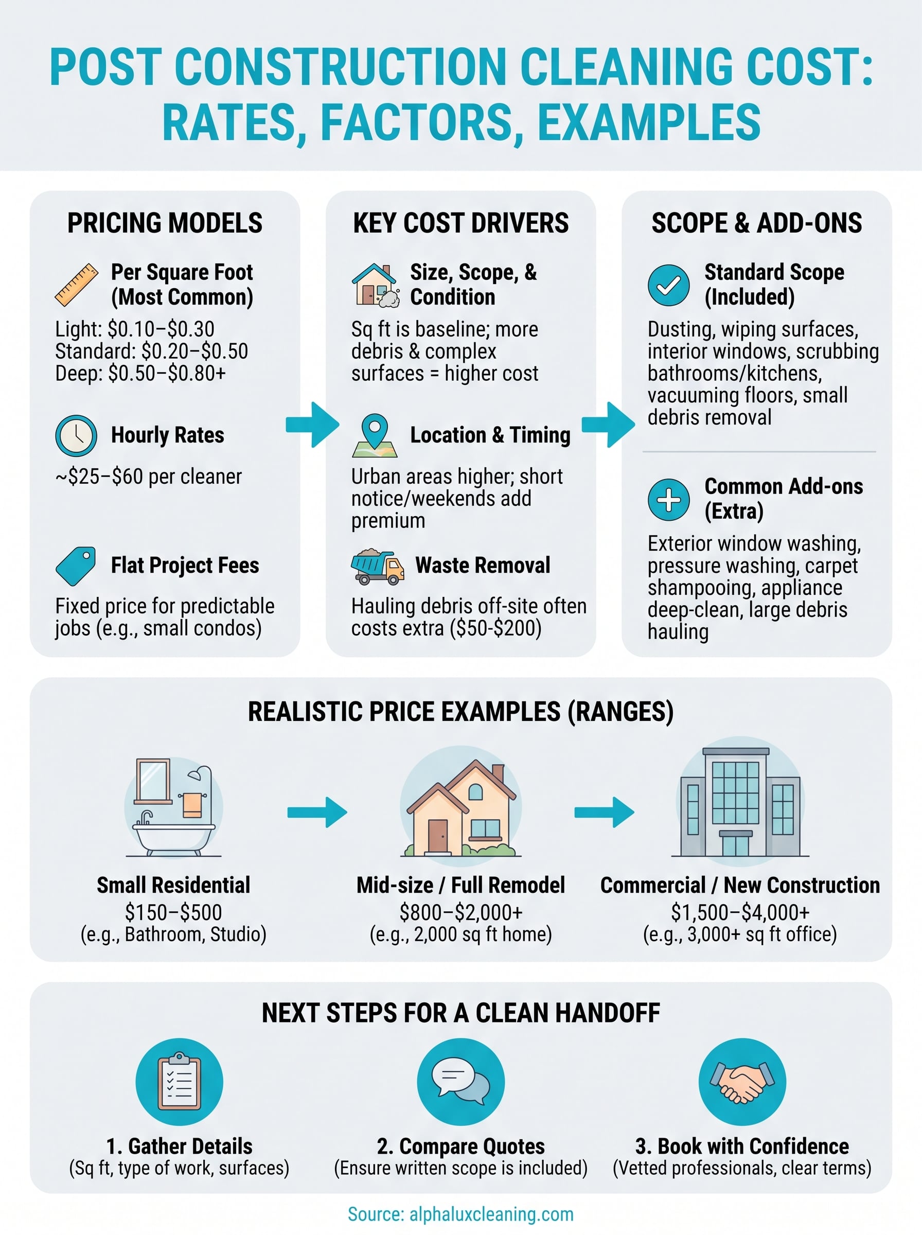 post construction cleaning cost infographic
