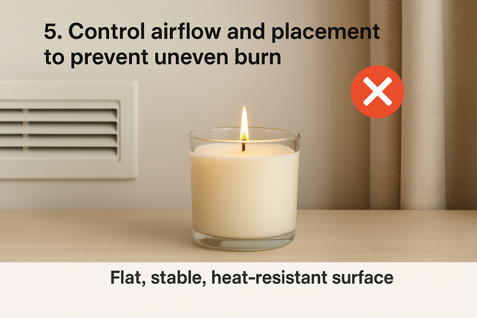 5. Control airflow and placement to prevent uneven burn