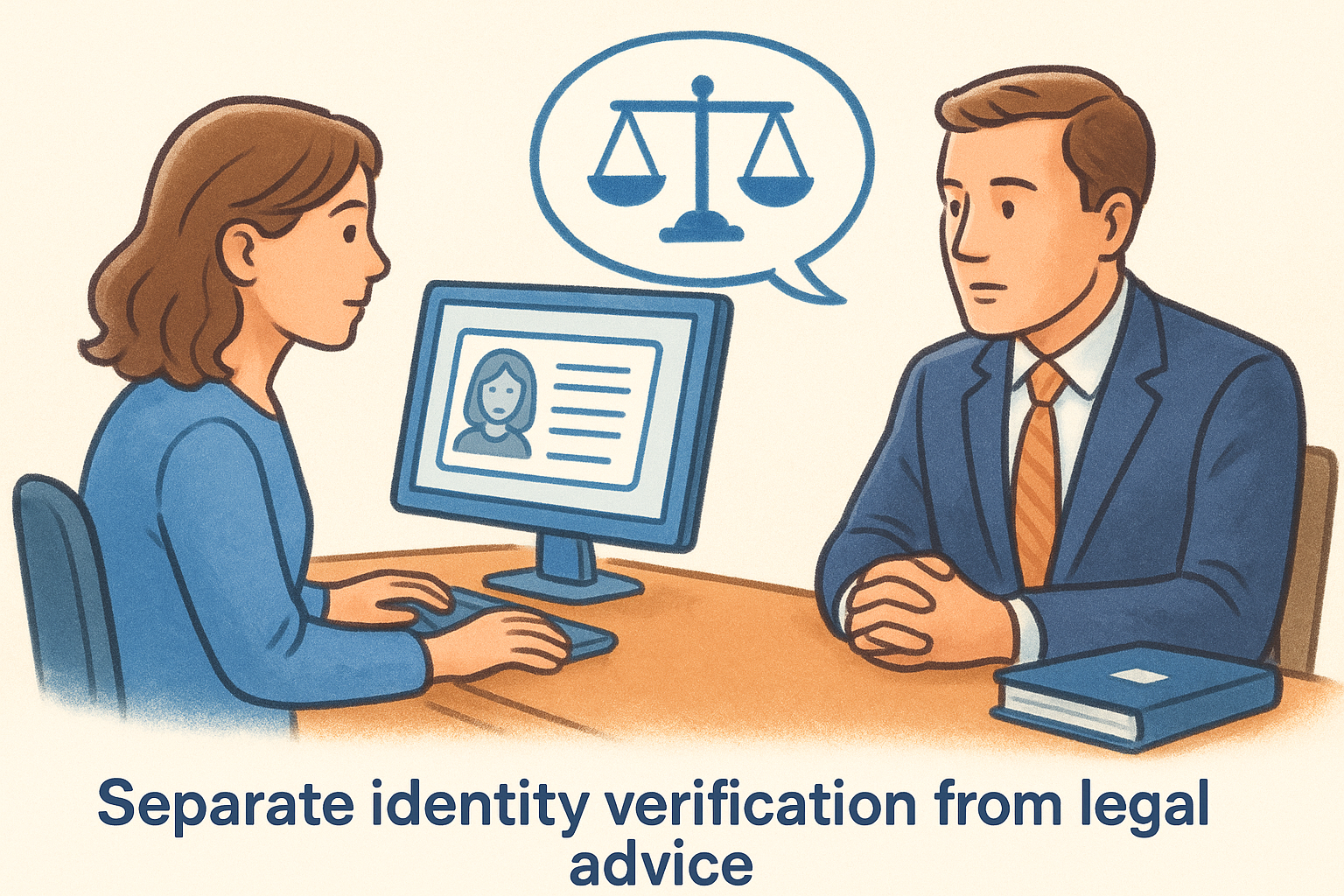 Separate identity verification from legal advice