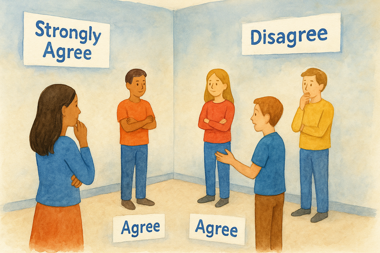 2. Run a four corners opinion barometer