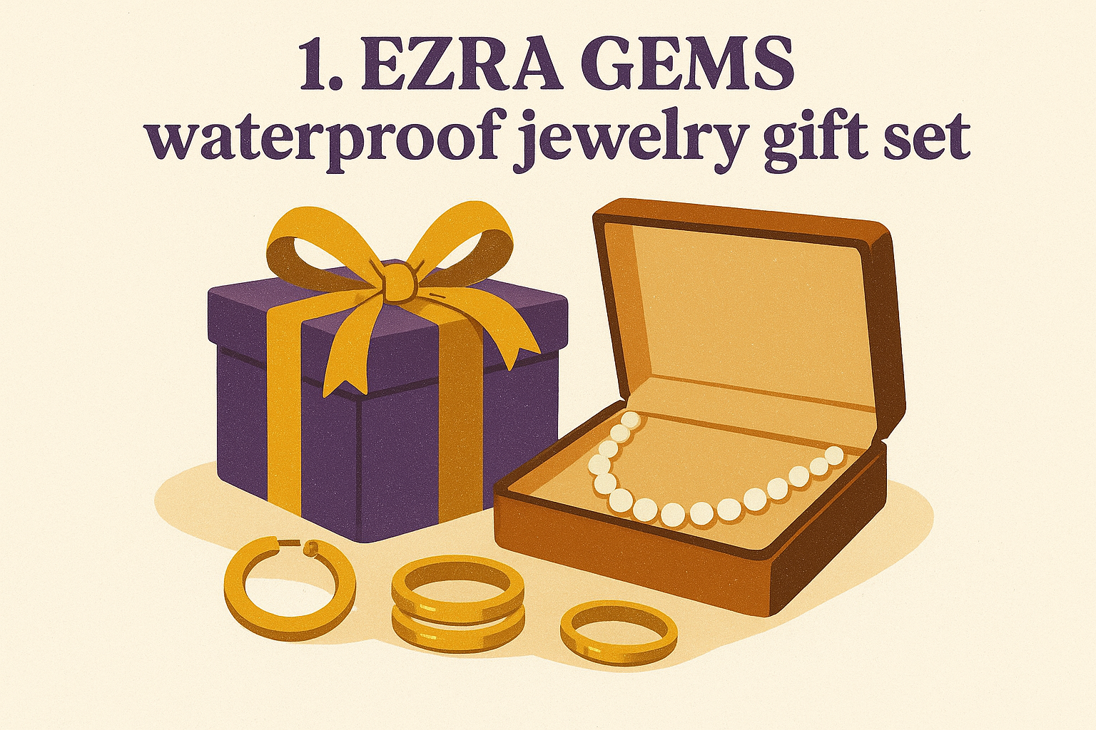 1. Ezra Gems waterproof jewelry gift set