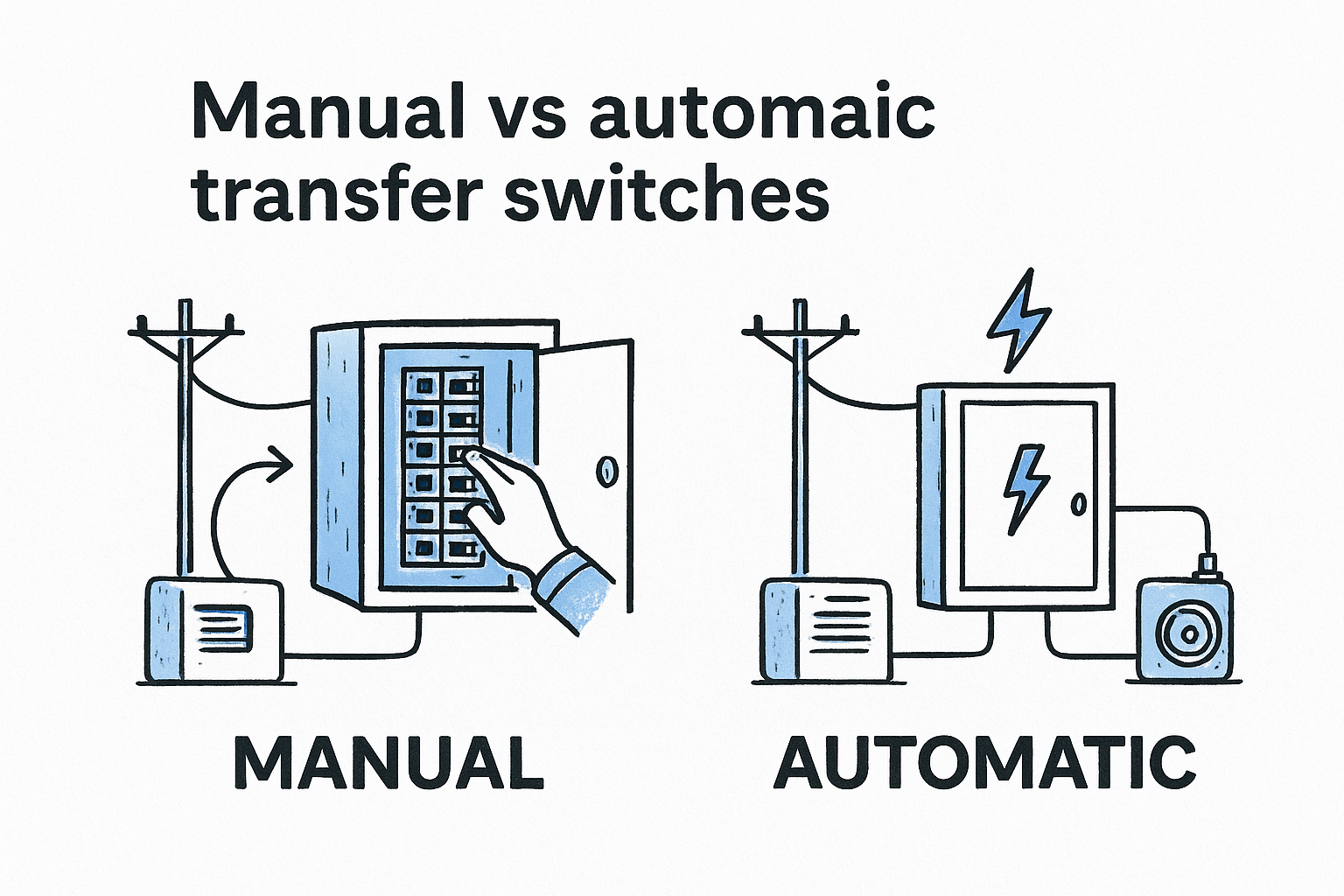 Manual vs automatic transfer switches
