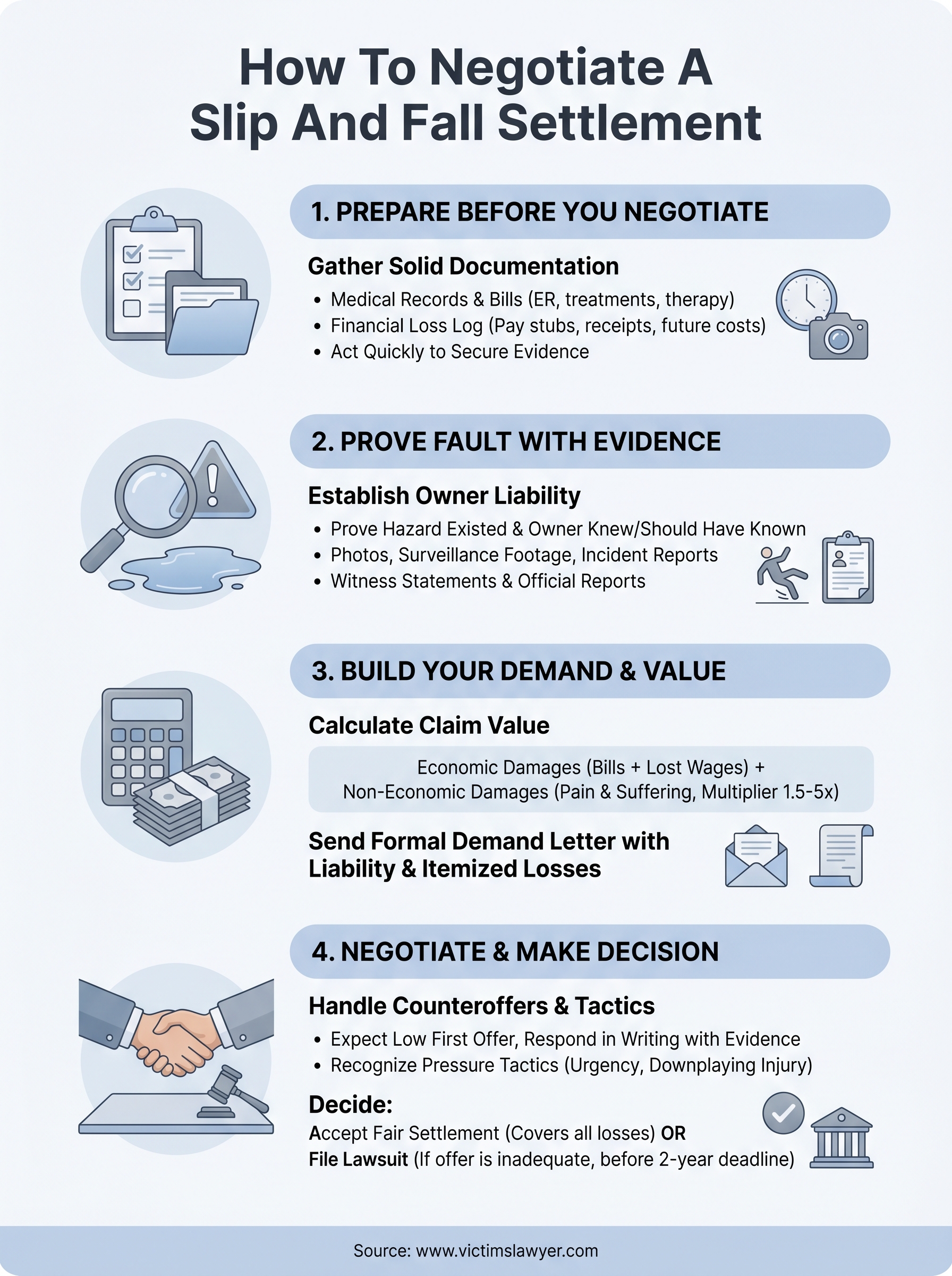 how to negotiate a slip and fall settlement infographic