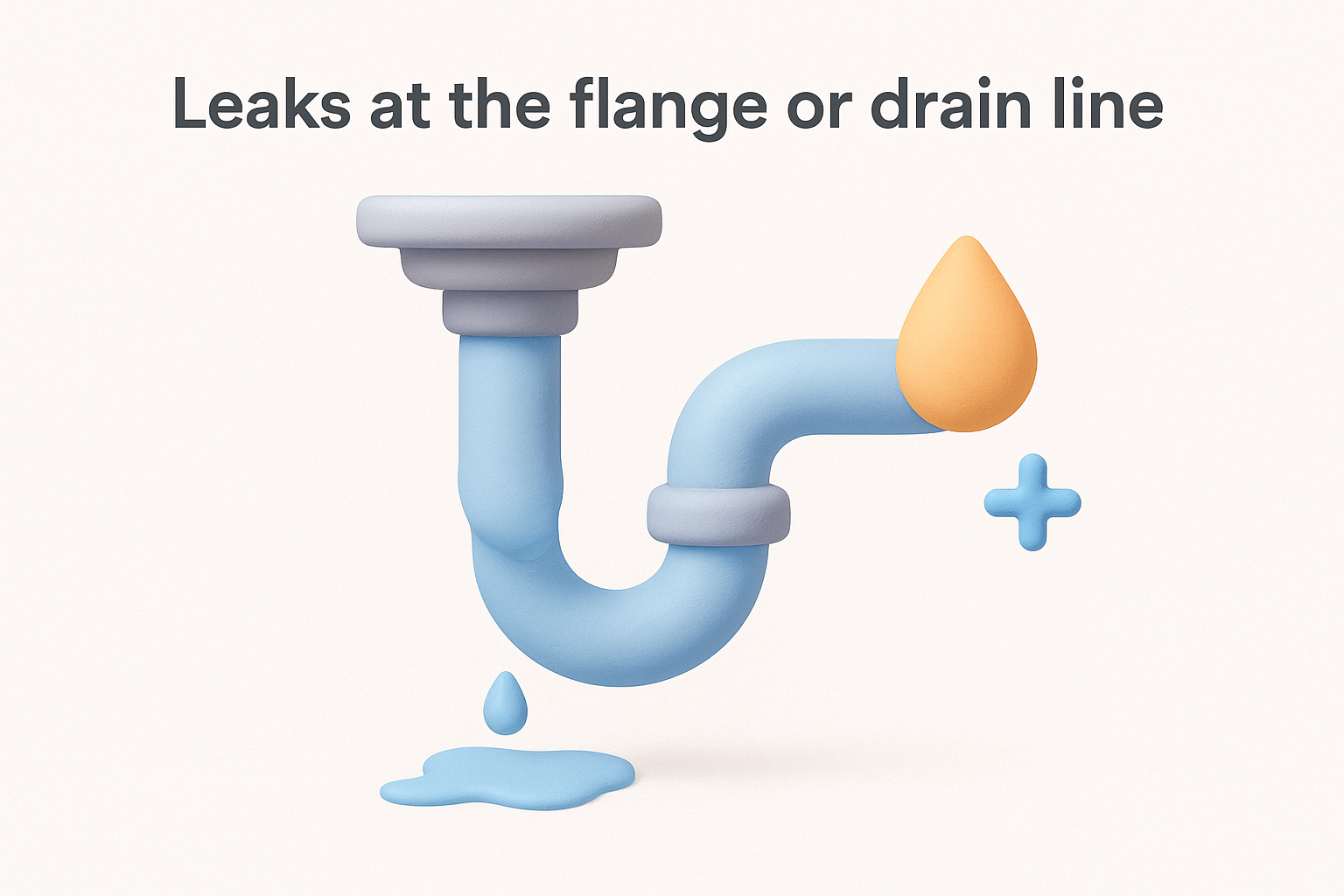 Leaks at the flange or drain line
