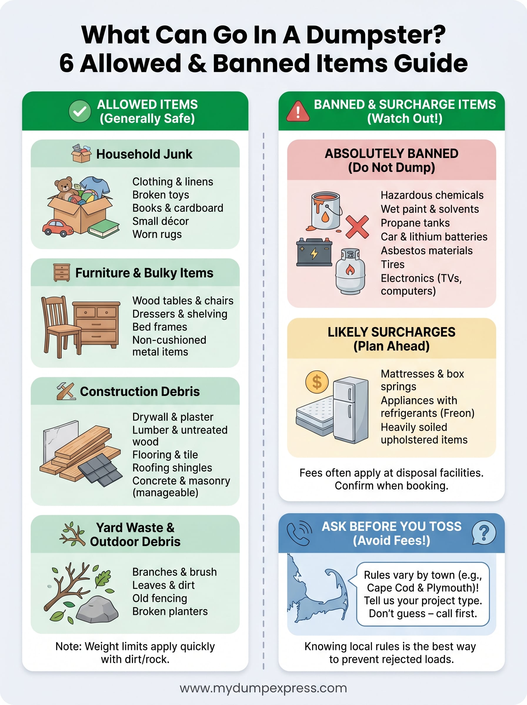 what can go in a dumpster infographic