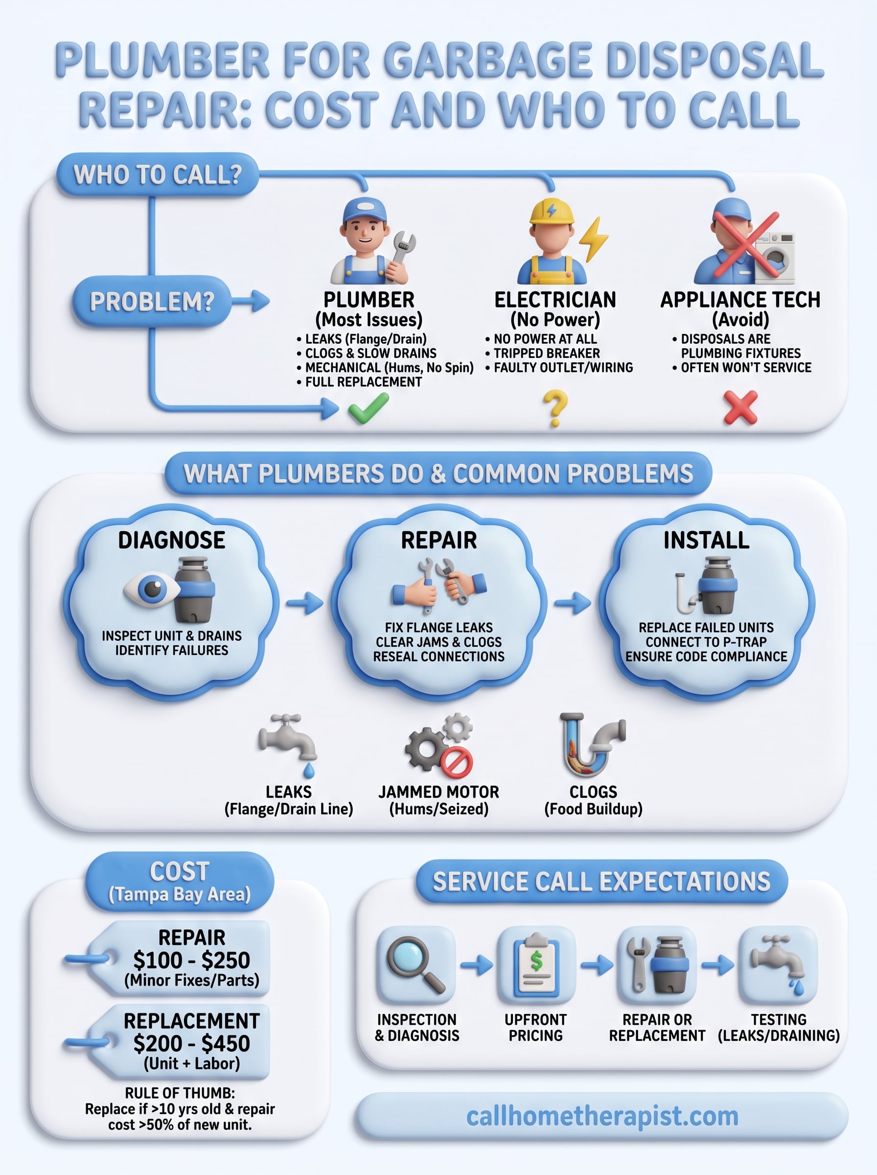 plumber for garbage disposal repair infographic
