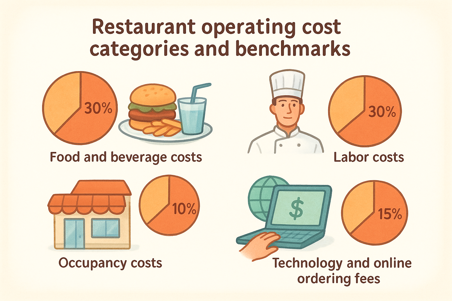 Restaurant operating cost categories and benchmarks