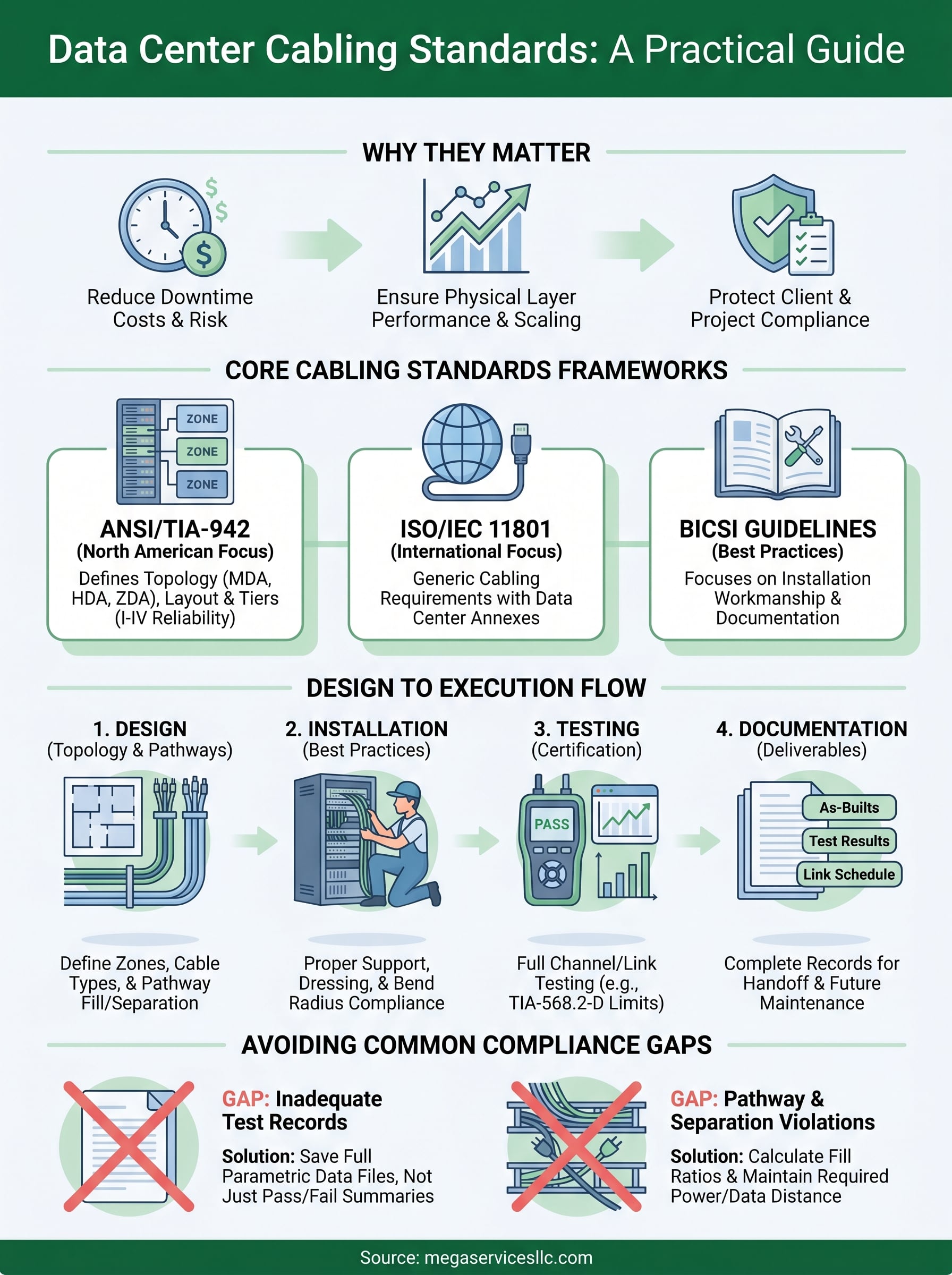 data center cabling standards infographic
