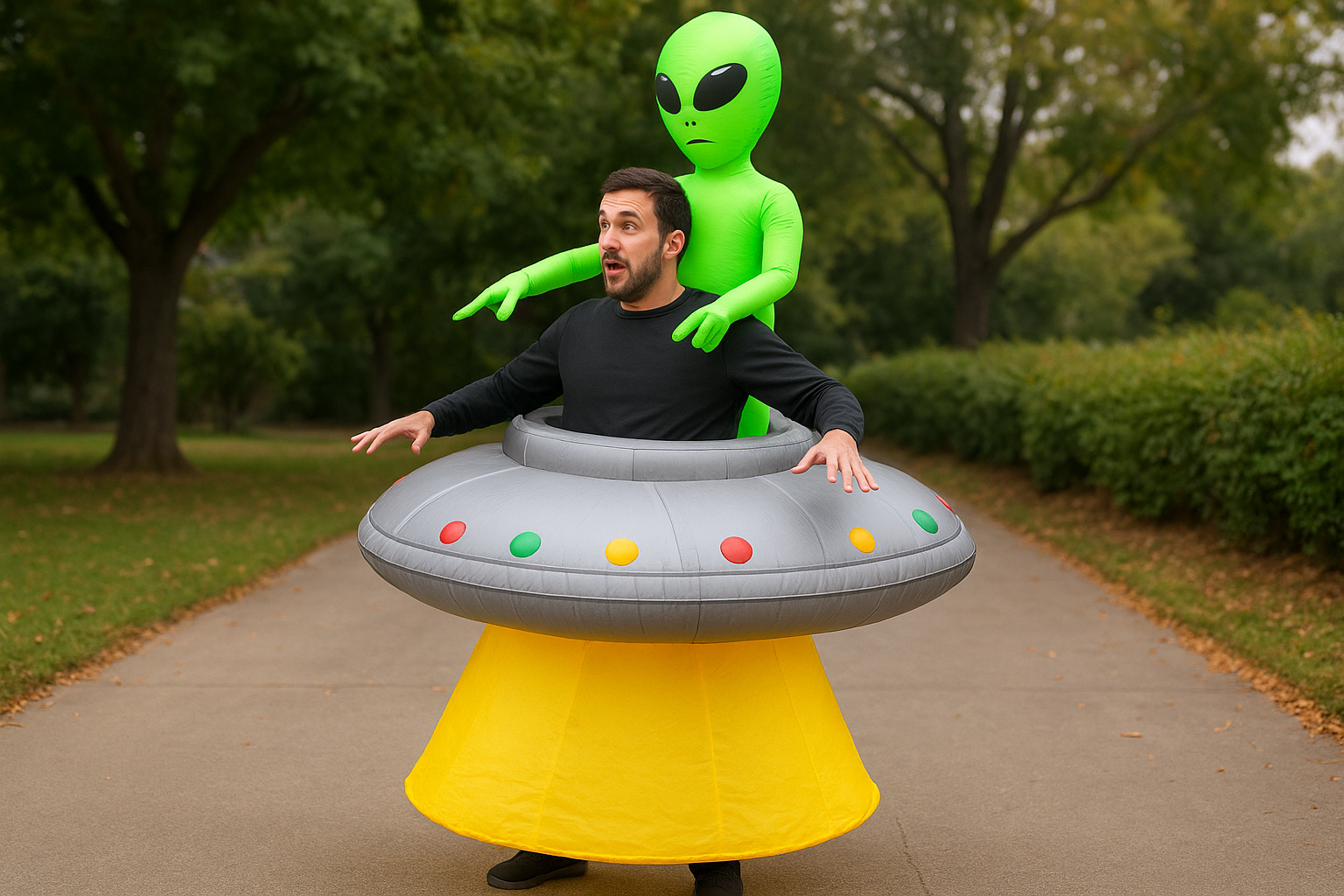 3. Alien abduction blow up costume