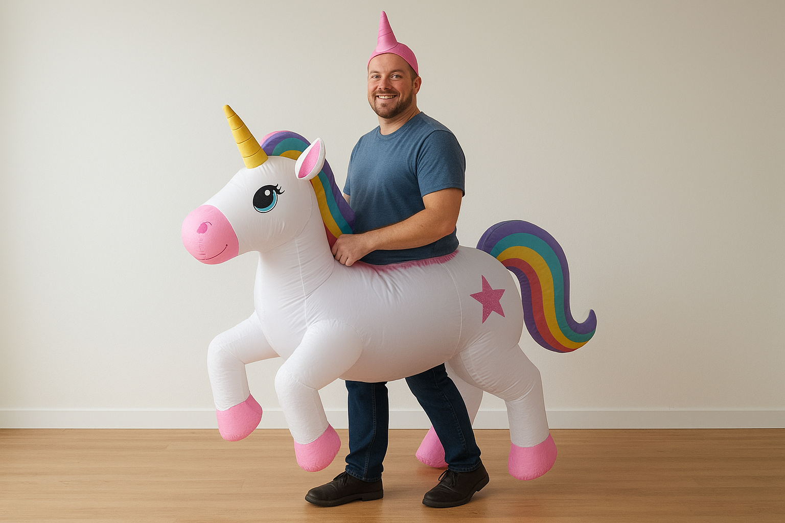5. Unicorn ride-on blow up costume
