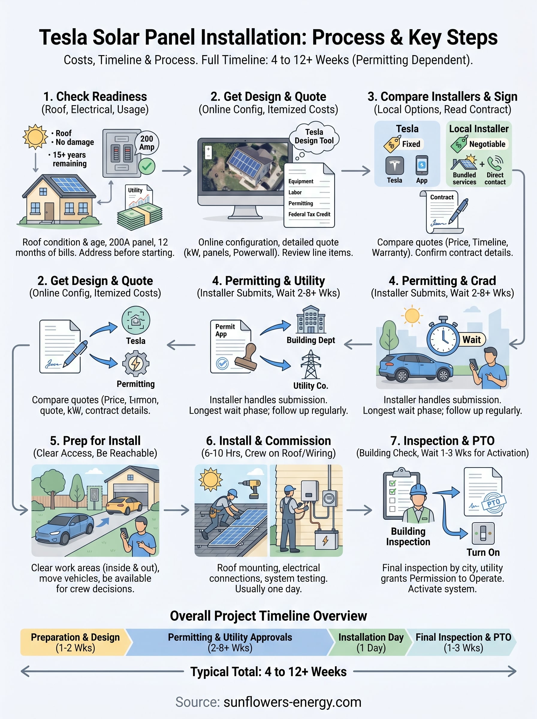 tesla solar panel installation infographic