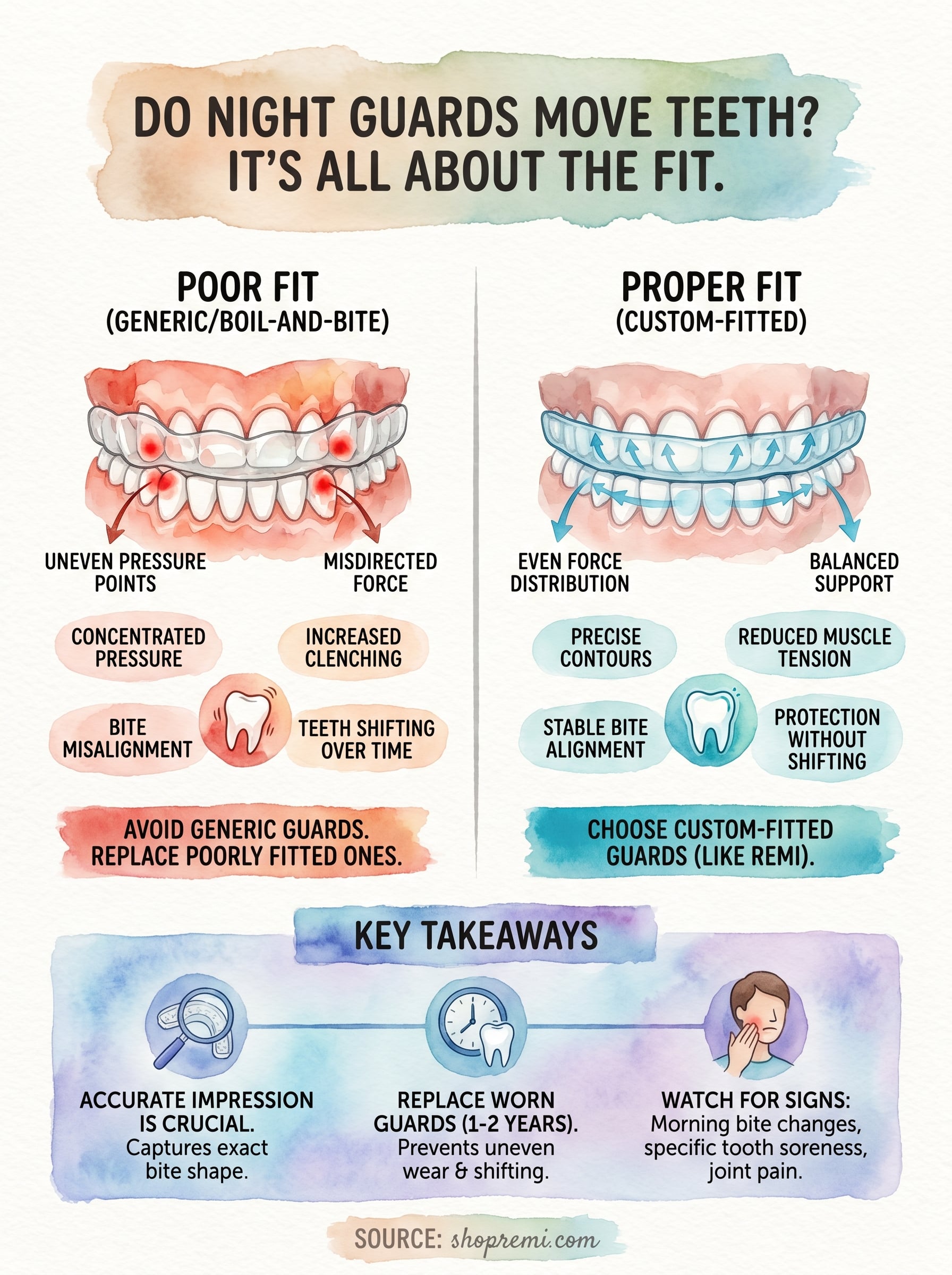 do night guards move teeth infographic