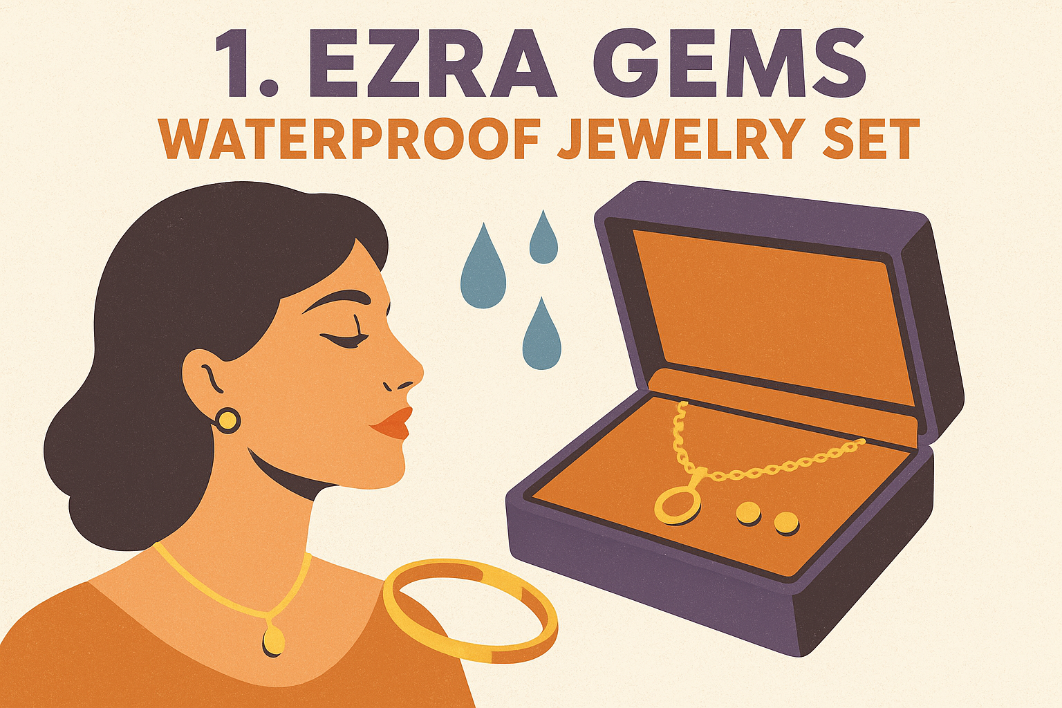 1. Ezra Gems waterproof jewelry set