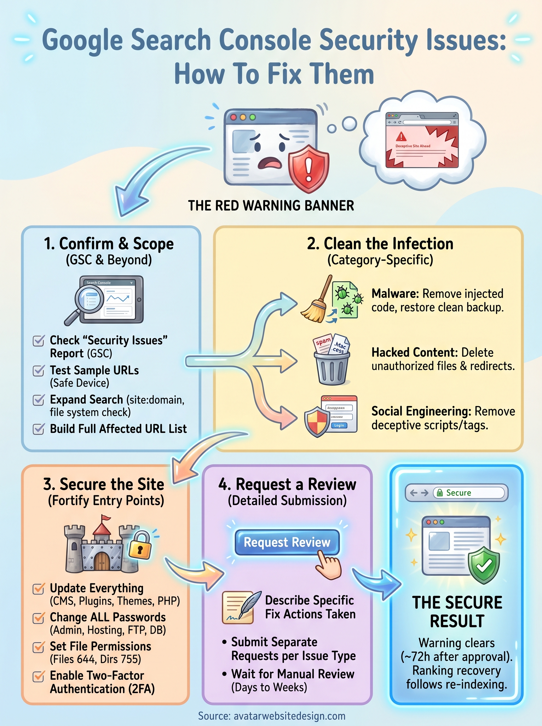 google search console security issues infographic