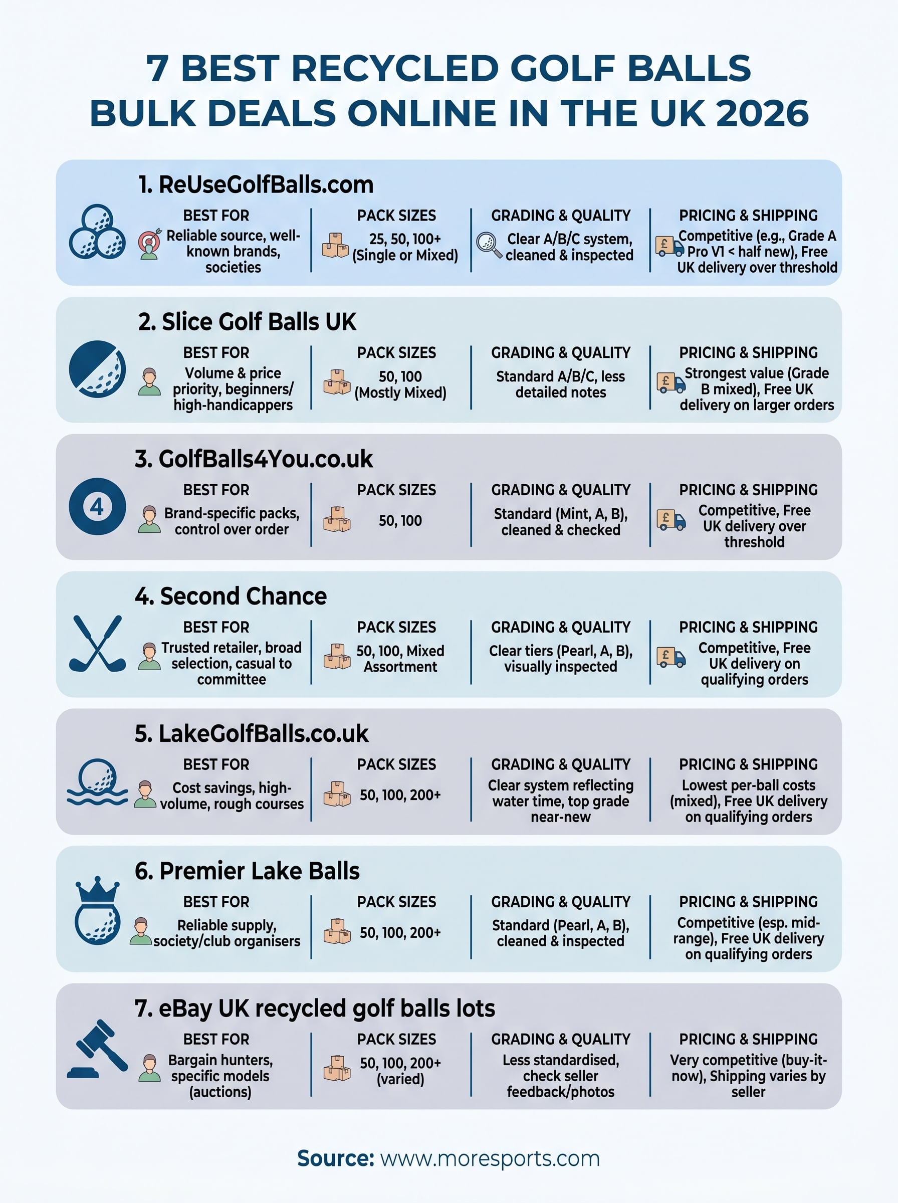 recycled golf balls bulk infographic