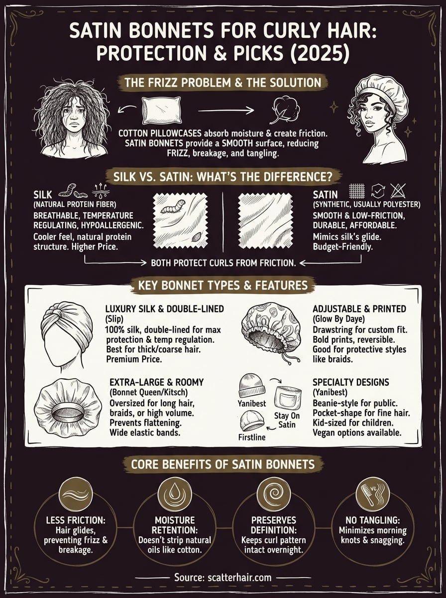 satin bonnet for curly hair infographic