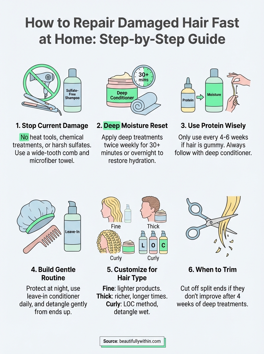 how to repair damaged hair infographic