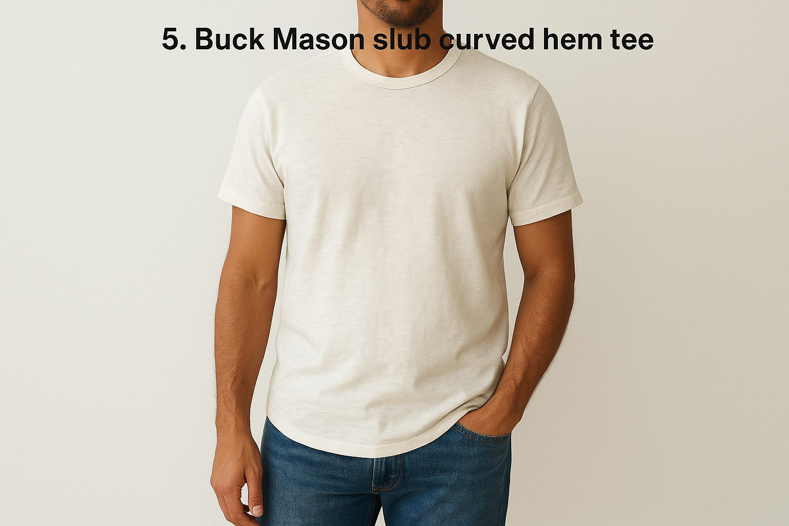 5. Buck Mason slub curved hem tee