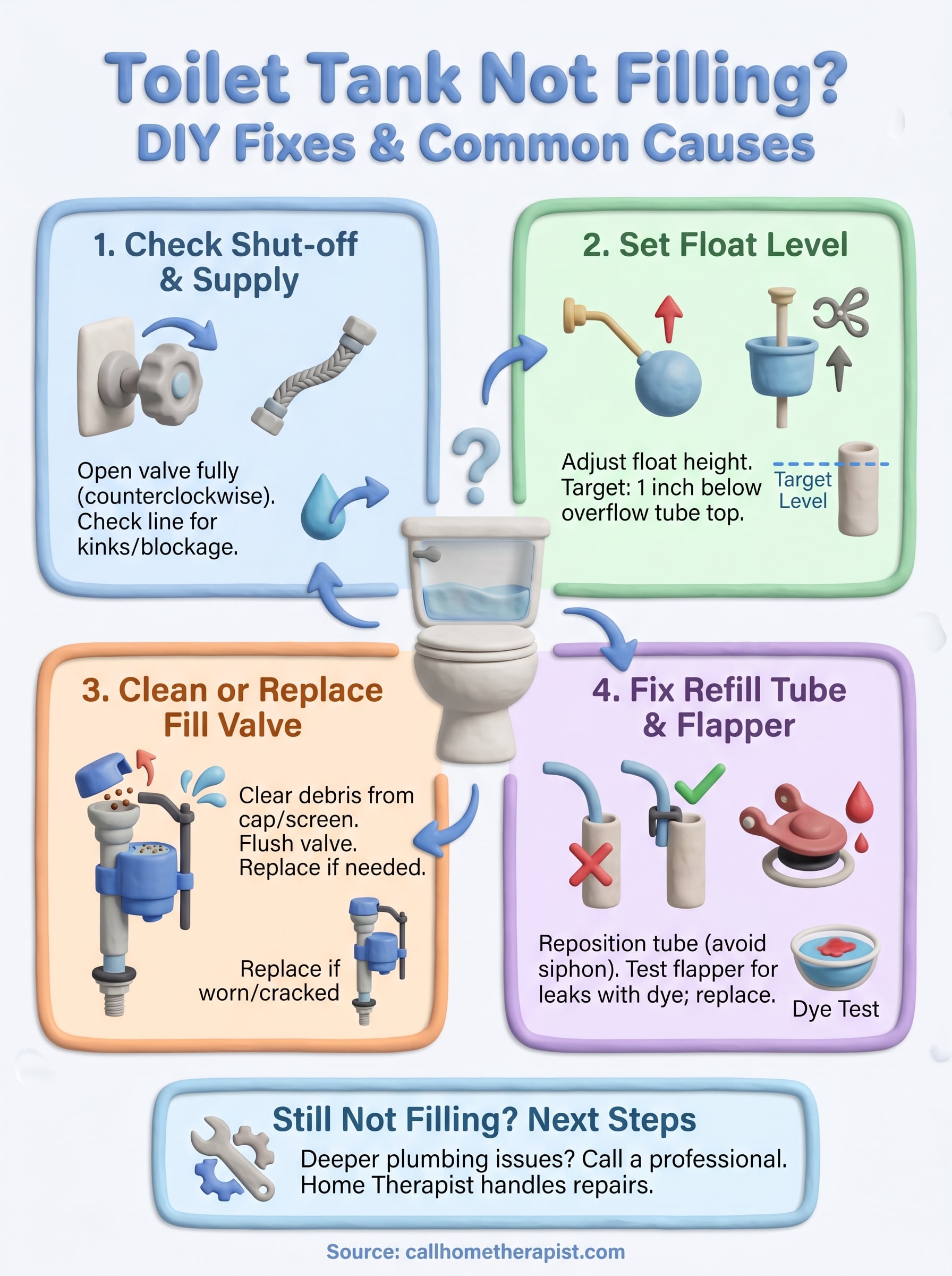 toilet tank not filling with water infographic