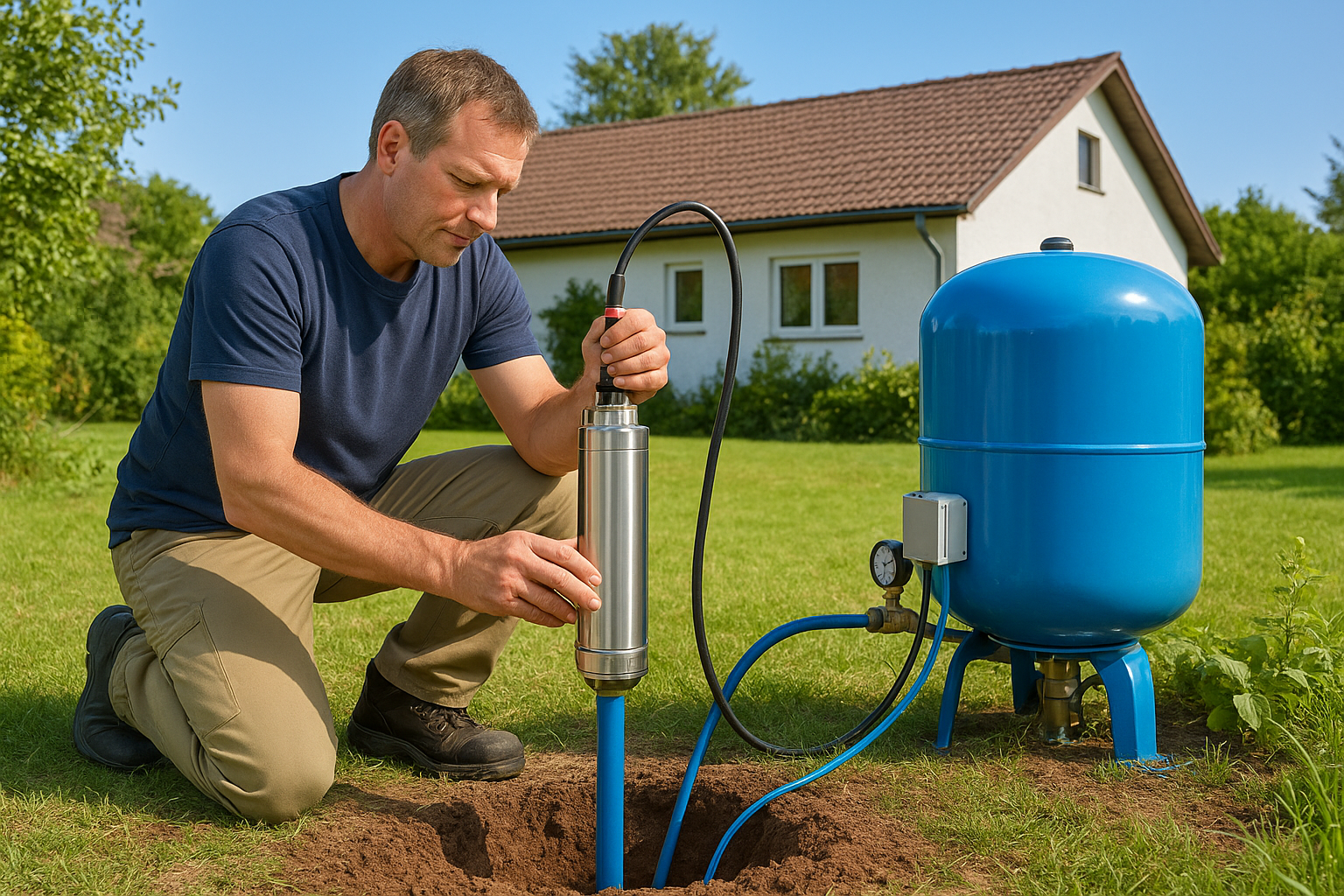 1. Villa borrad brunn med pumpbyte och vattenpump