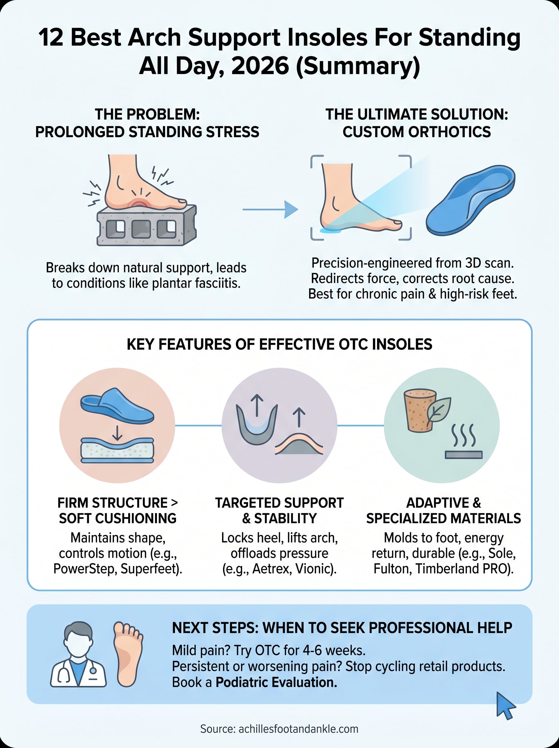 arch support insoles for standing all day infographic