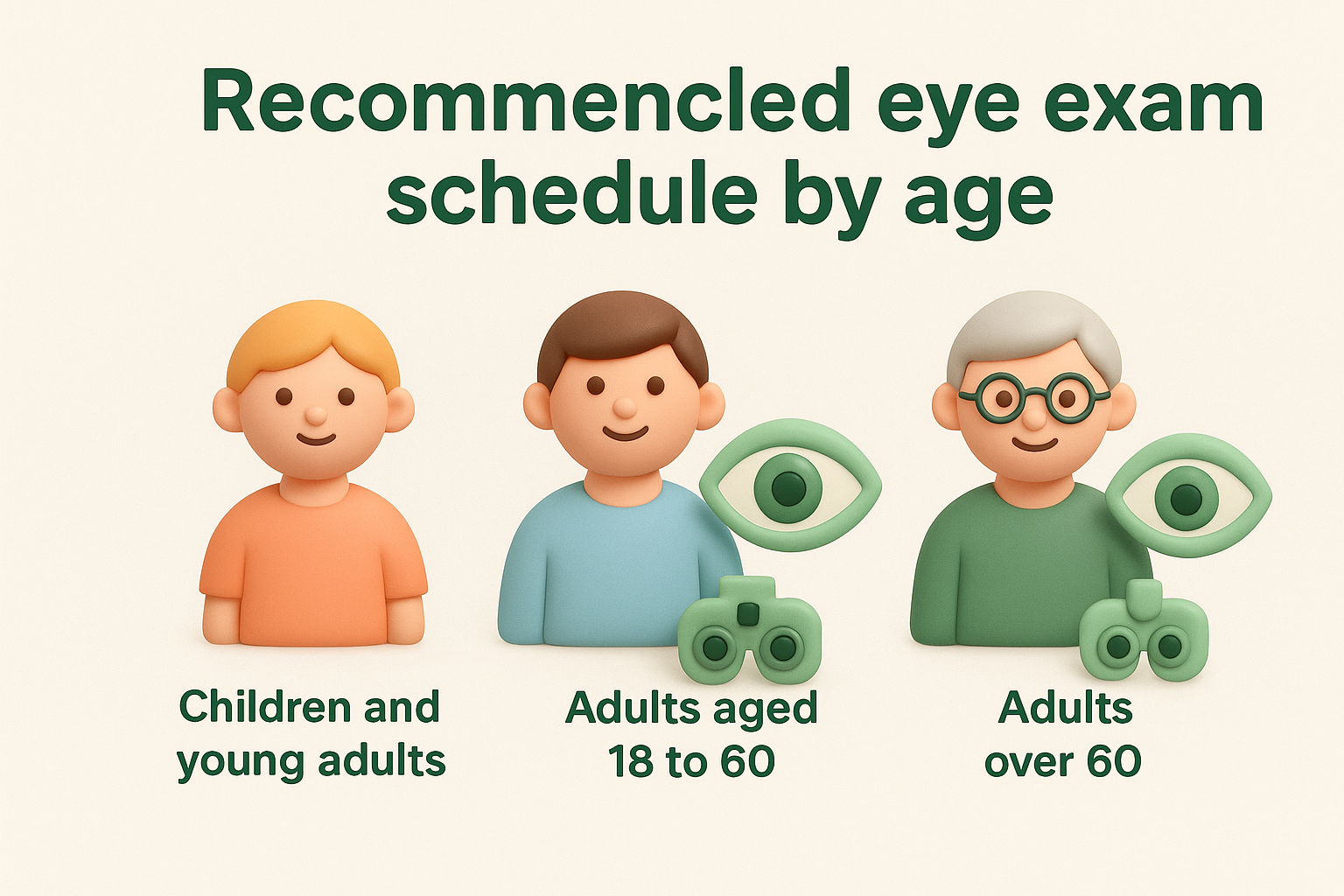 Recommended eye exam schedule by age