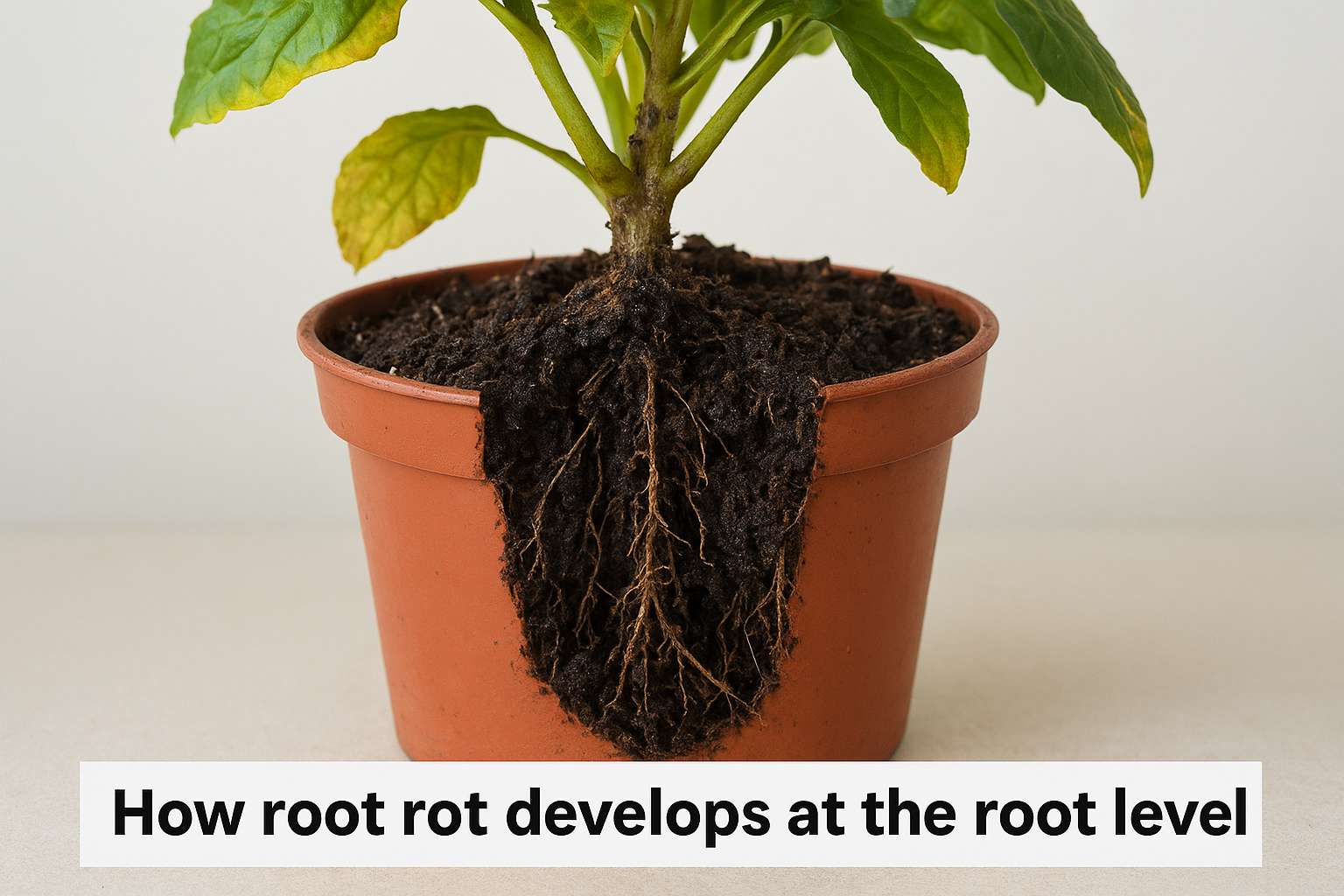 How root rot develops at the root level