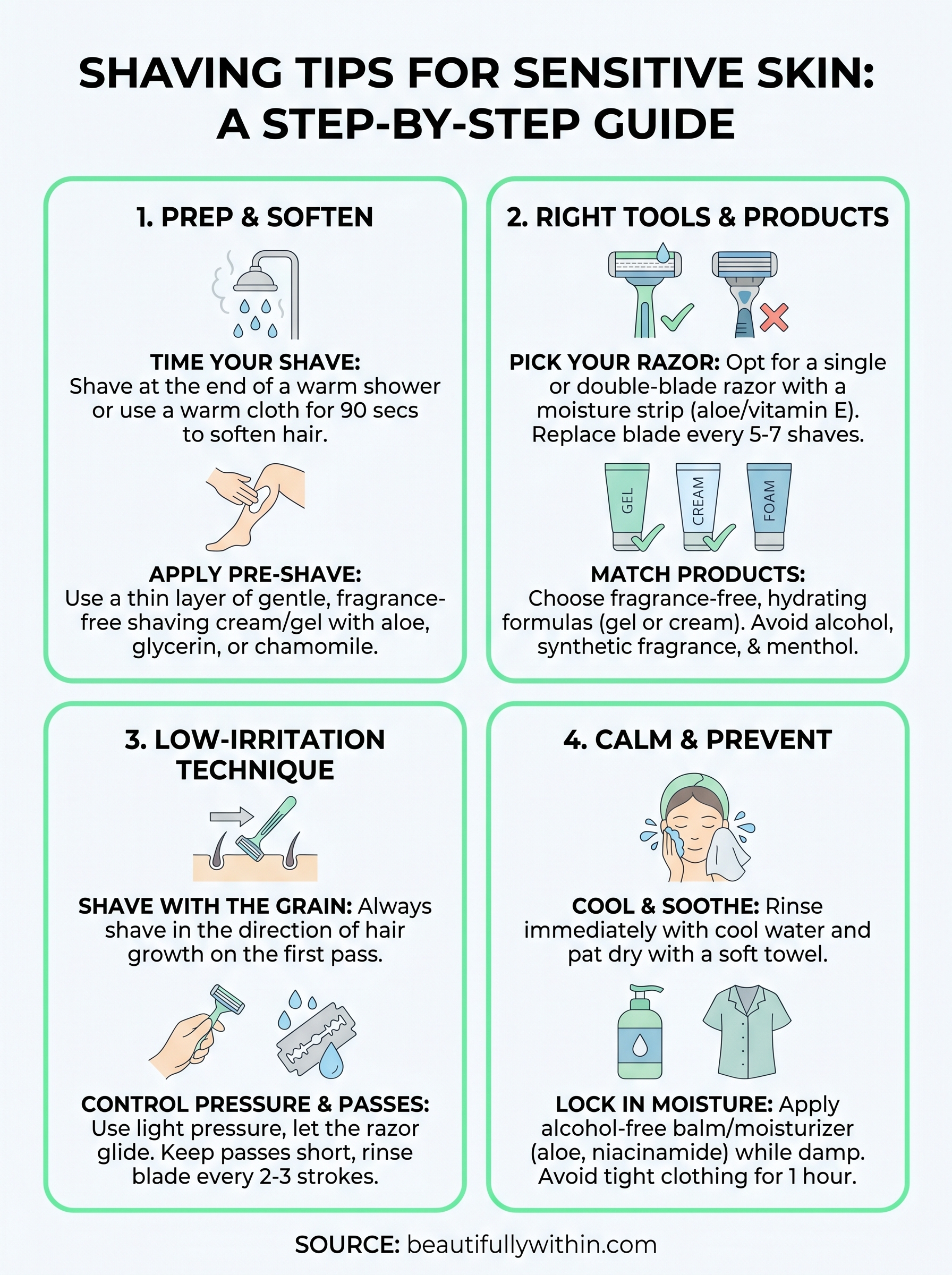 shaving tips for sensitive skin infographic