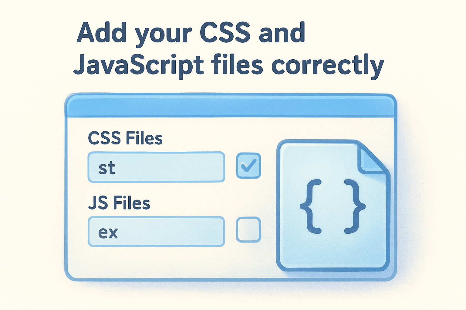 Add your CSS and JavaScript files correctly