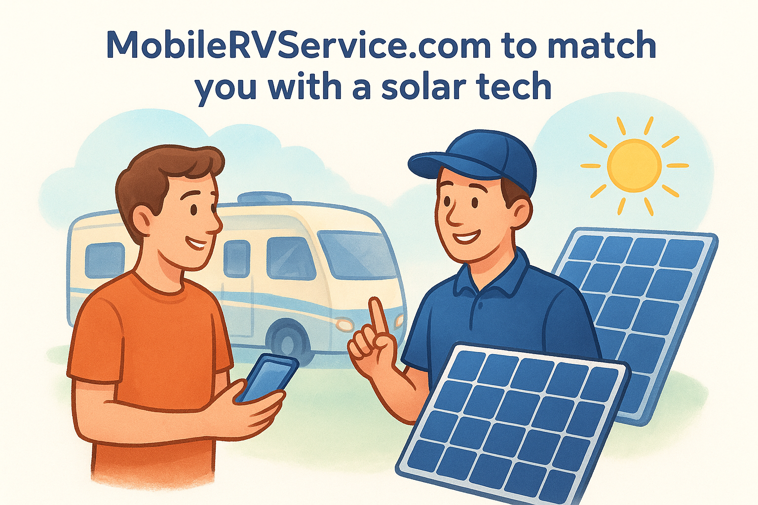 1. MobileRVService.com to match you with a solar tech