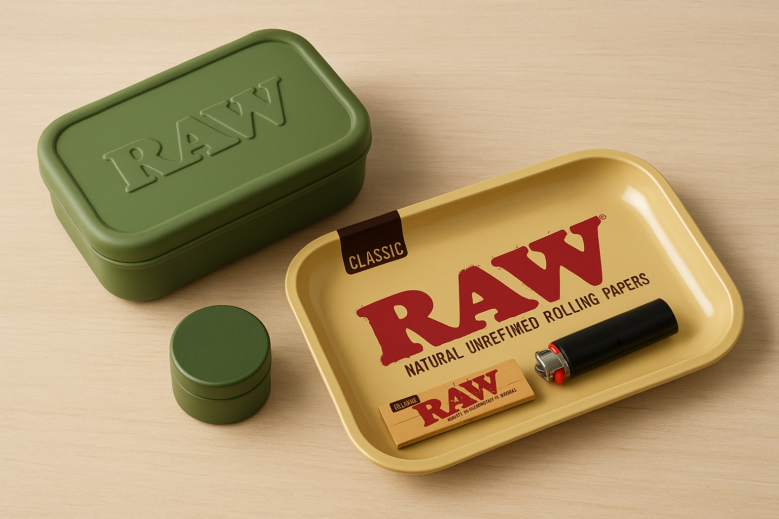 1. RAW Stash Box With Rolling Tray From Green Blazer