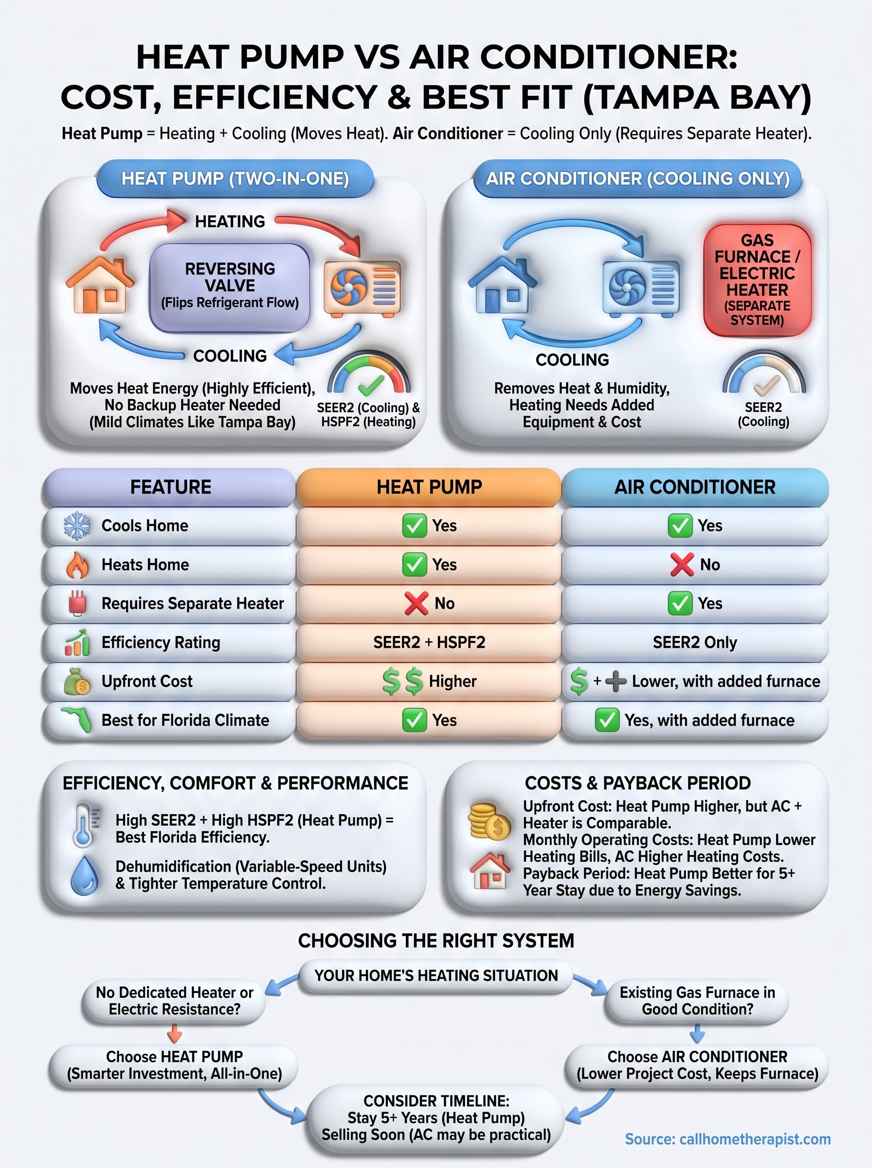 heat pump vs air conditioner infographic