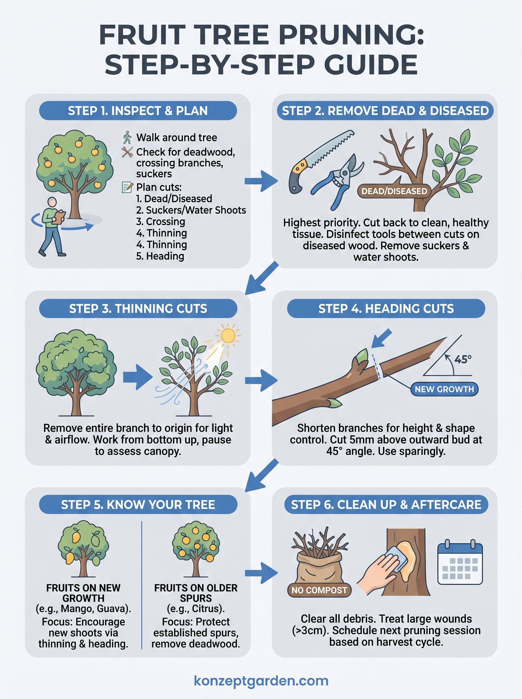 how to prune fruit trees infographic