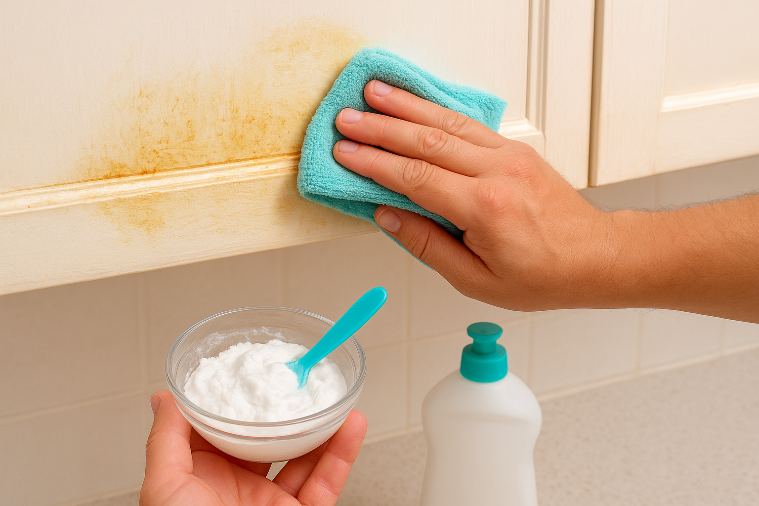 Use a baking soda paste for thick buildup