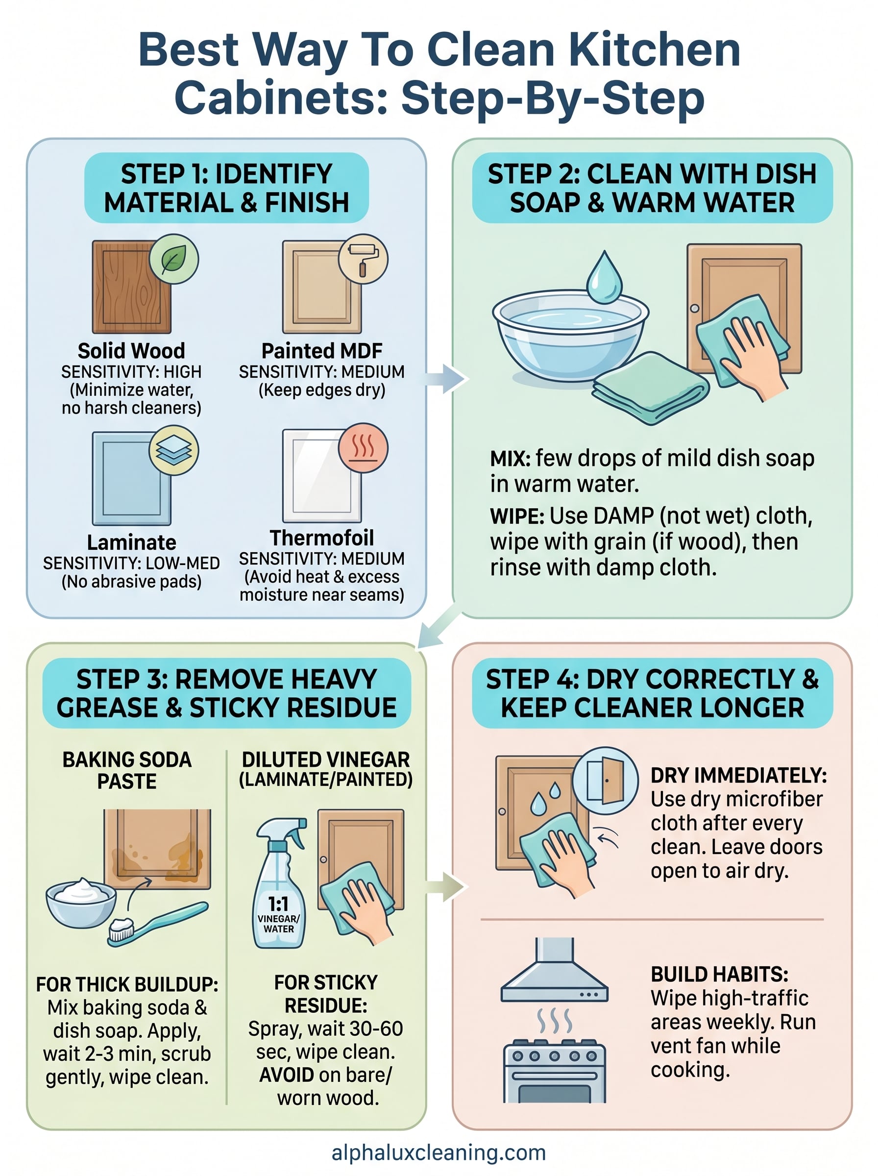 best way to clean kitchen cabinets infographic